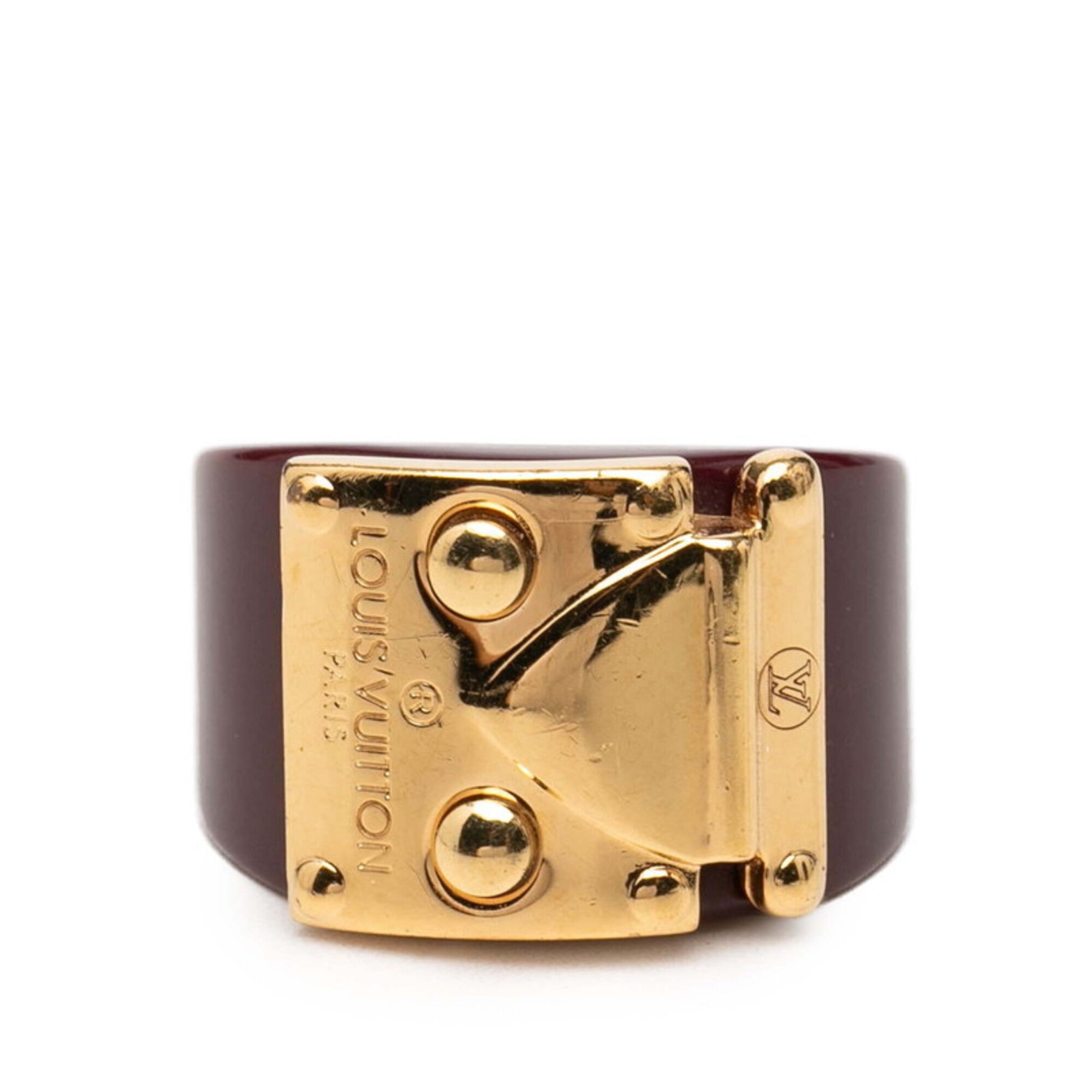Louis Vuitton Red Color Wine Plastic Band Ring (Pre-Owned)