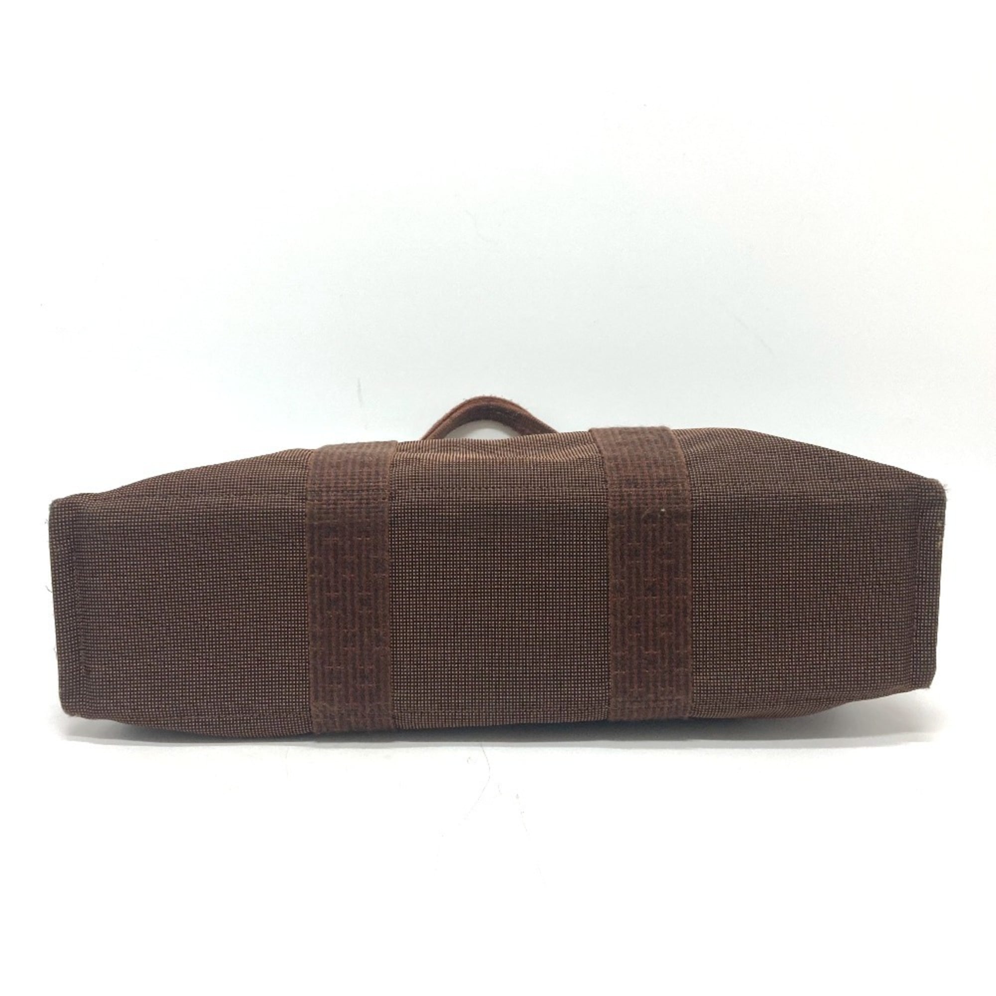 Hermes Brown Canvas Handbag Tote Bag (Pre-Owned)
