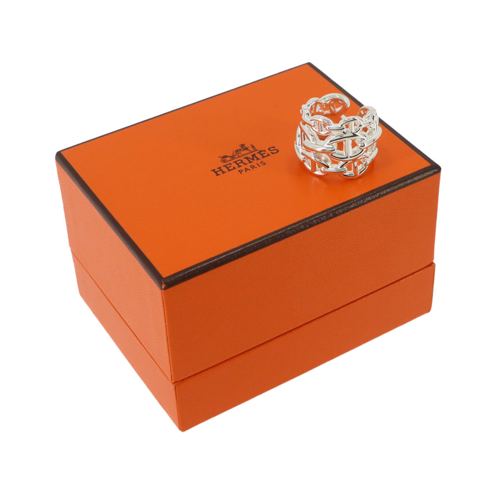 Hermes Silver Silver 925 Band Ring (Pre-Owned)