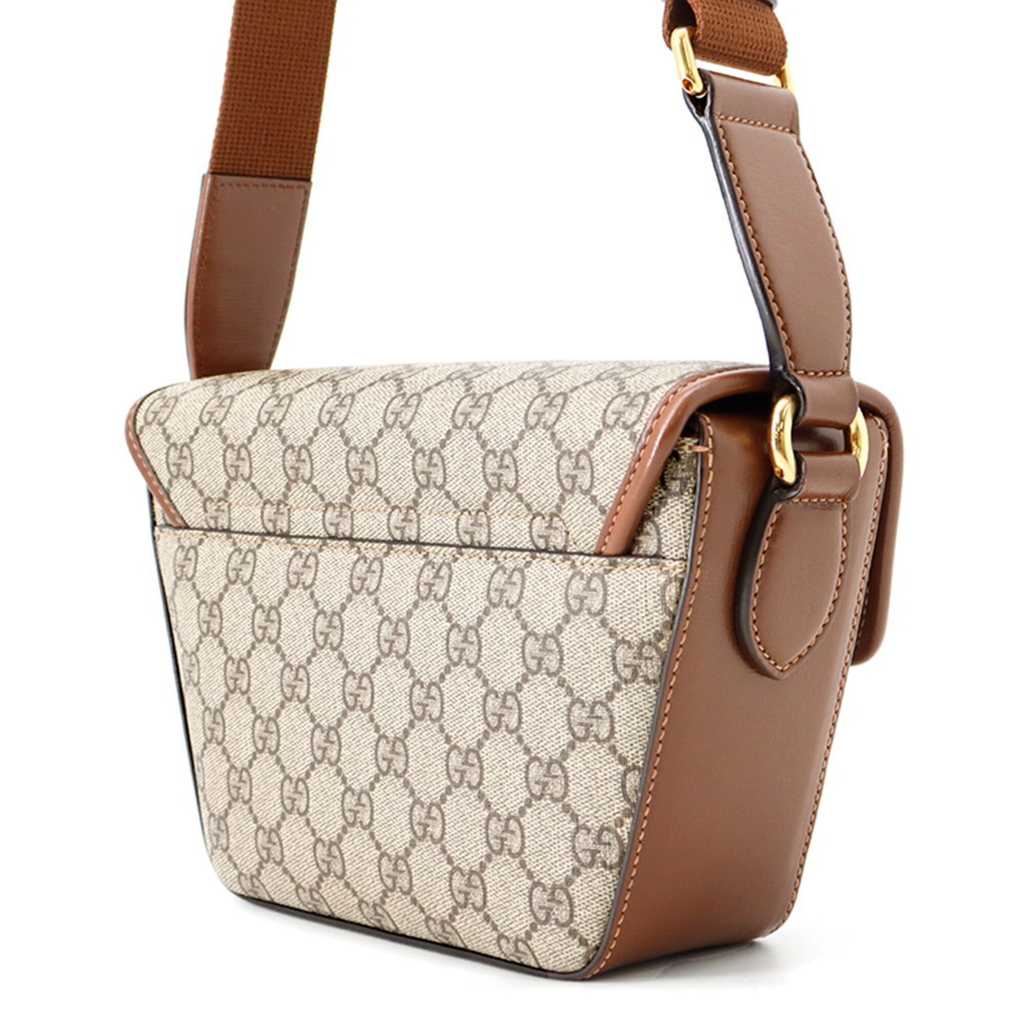 Gucci Beige Brown Gg Supreme Leather Handbag Shoulder Bag (Pre-Owned)