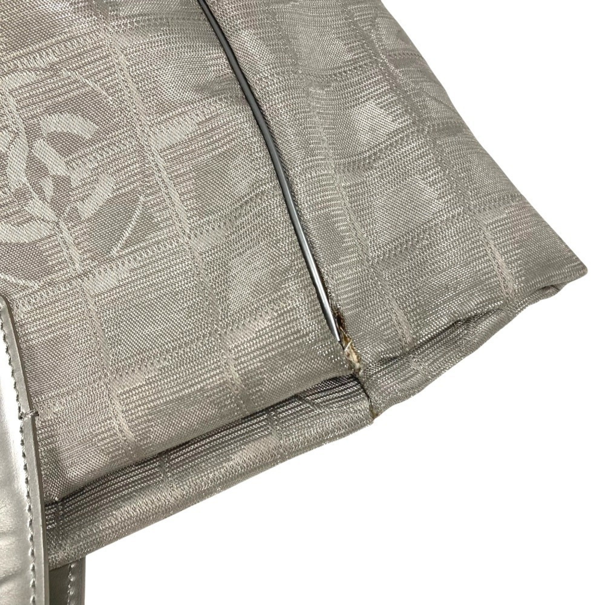 Chanel Silver Nylon Canvas Leather Tote Bag (Pre-Owned)