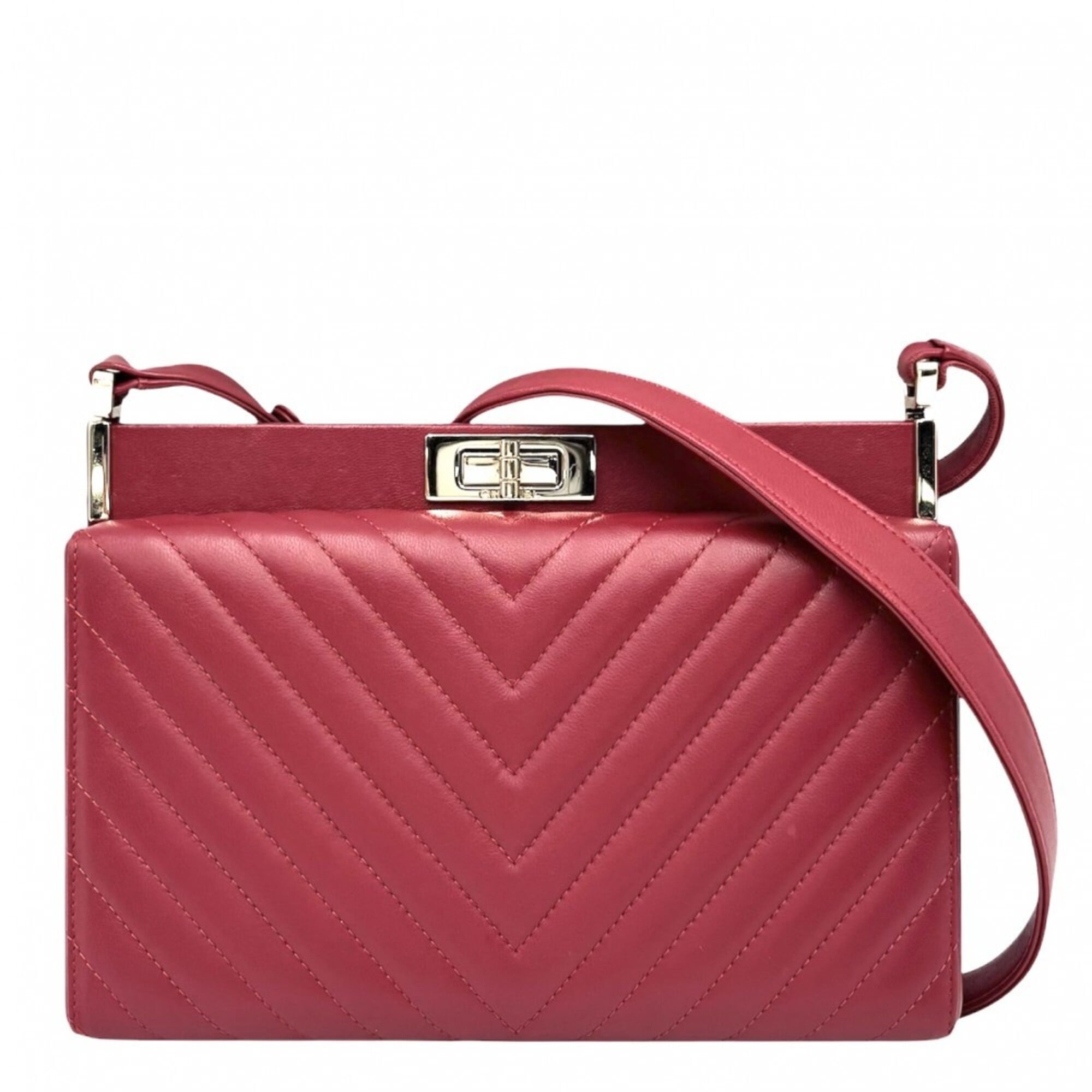 Chanel Red Color Leather Shoulder Bag (Pre-Owned)