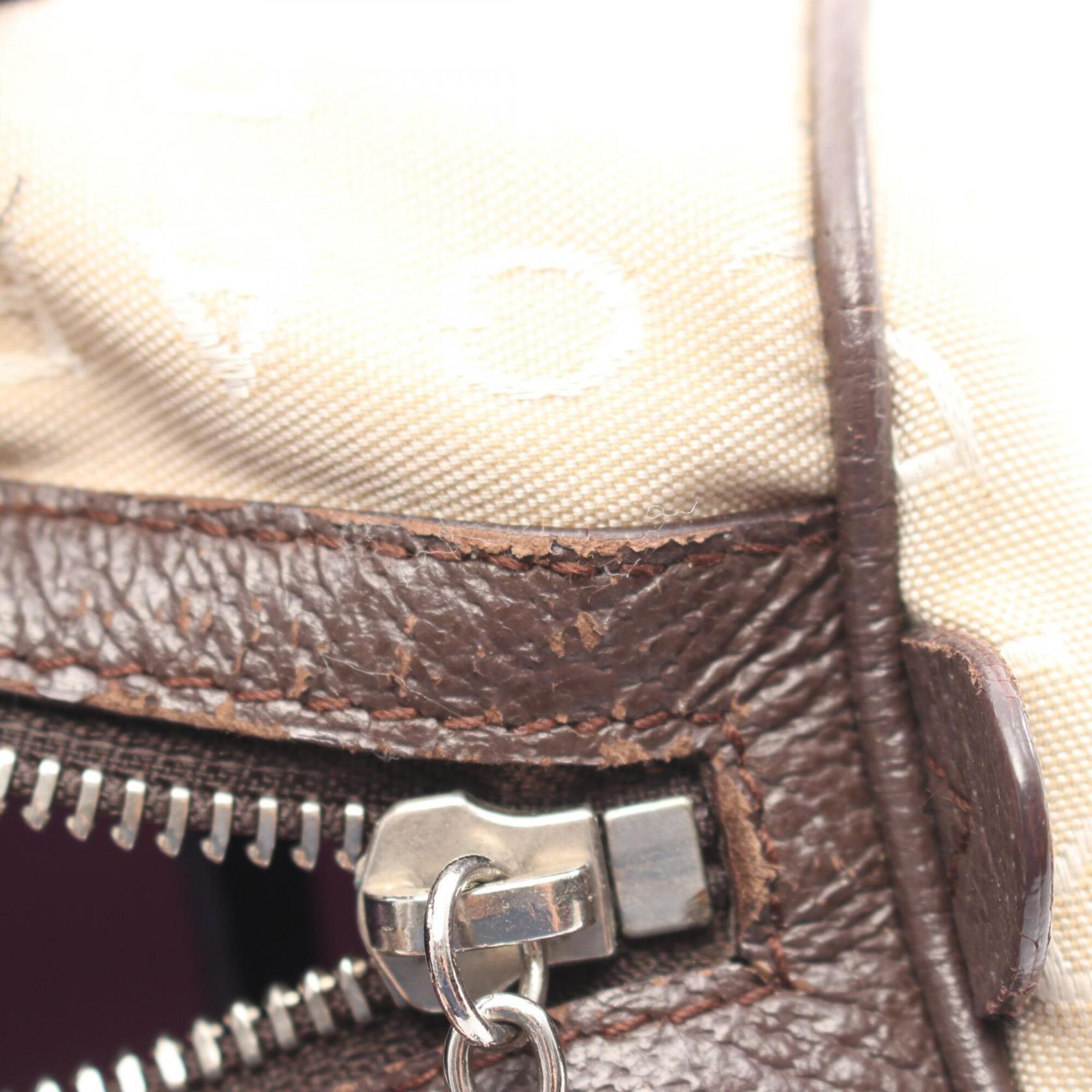 Bvlgari Beige Brown Canvas Leather Handbag (Pre-Owned)