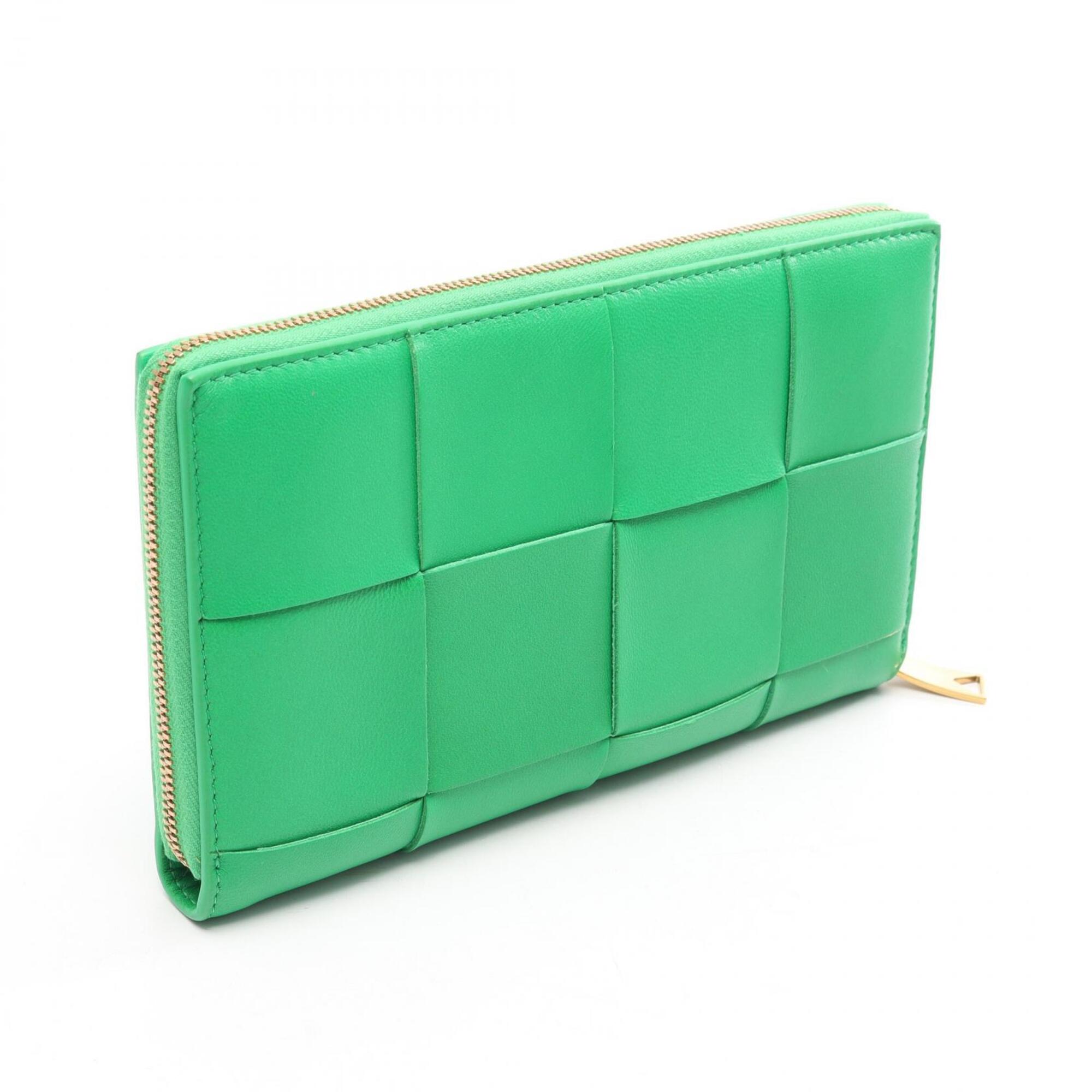 Bottega Veneta Green Leather Long Wallet (Bi-Fold) (Pre-Owned)
