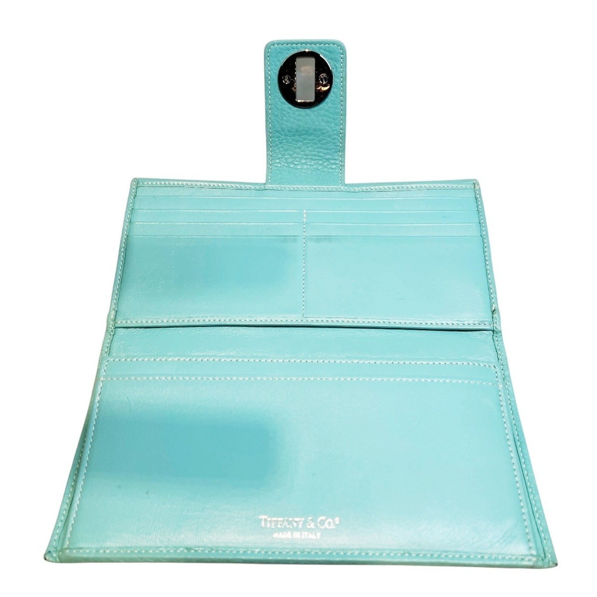 Tiffany Blue Emerald Green Leather Long Wallet (Bi-Fold) (Pre-Owned)