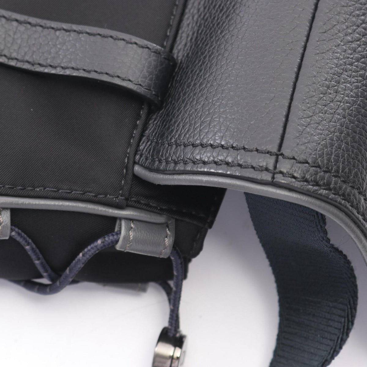 Christian Dior Black Nylon Leather Handbag Saddle Bag Shoulder Bag (Pre-Owned)