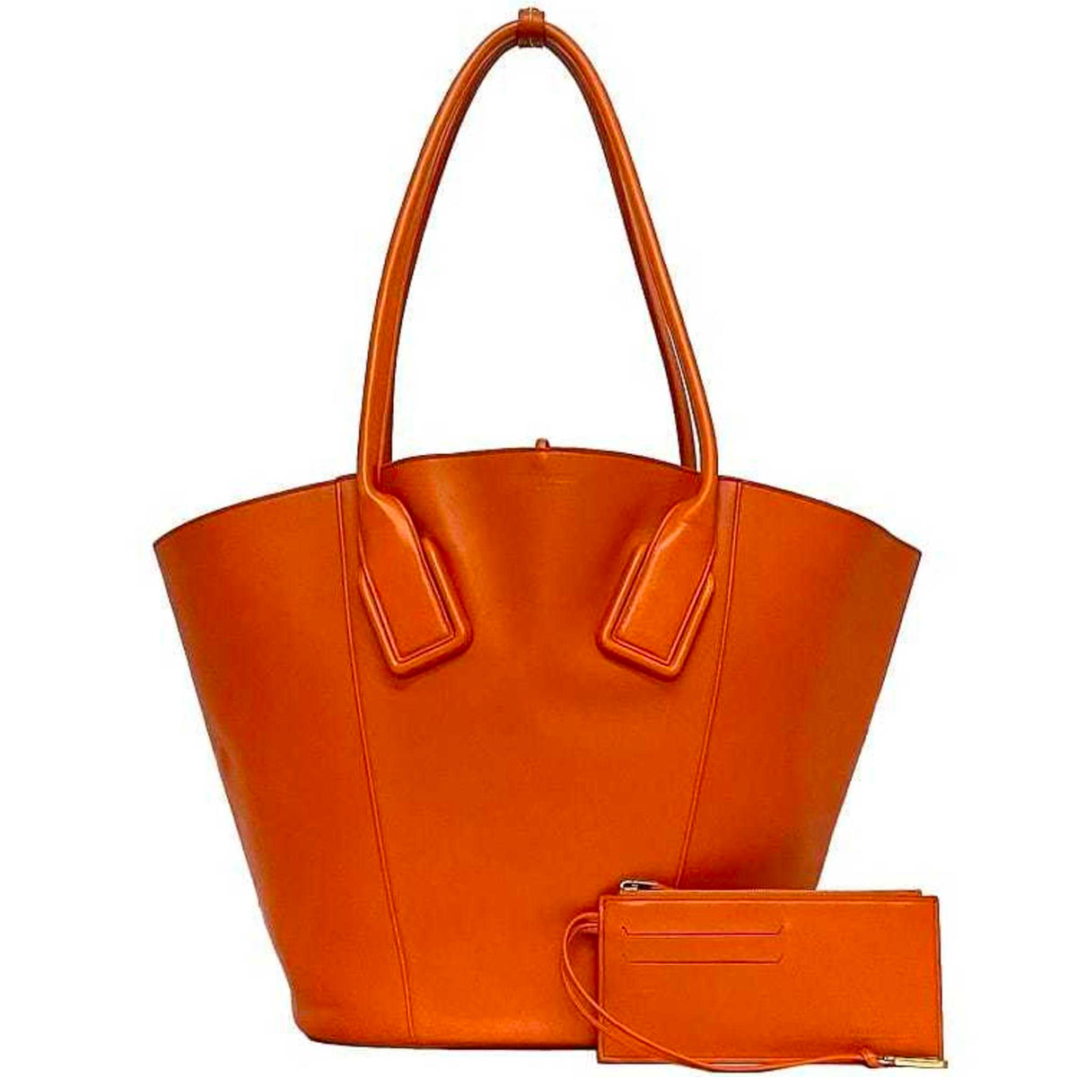 Bottega Veneta Orange Leather Basket Tote Bag (Pre-Owned)