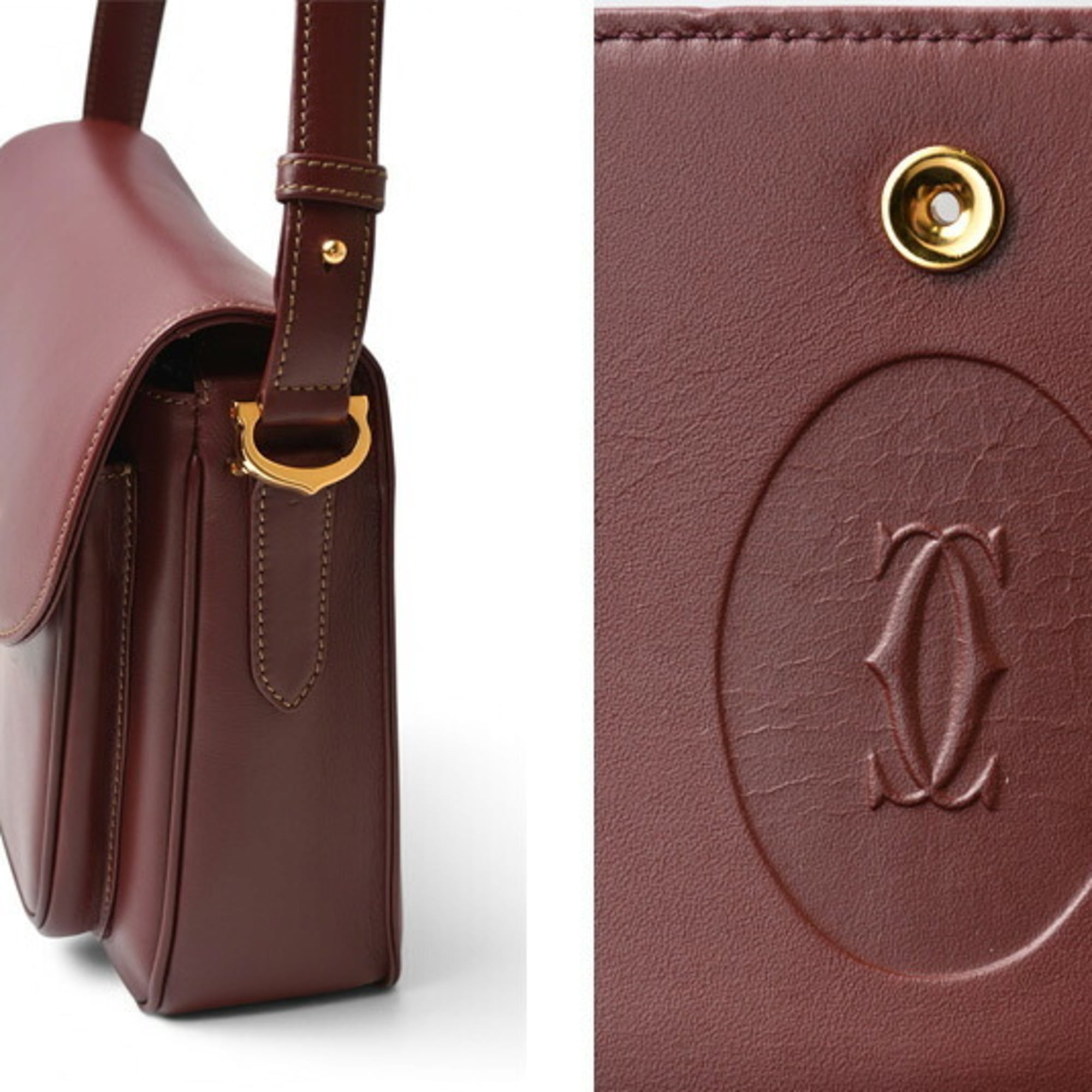 Cartier Bordeaux Leather Shoulder Bag (Pre-Owned)