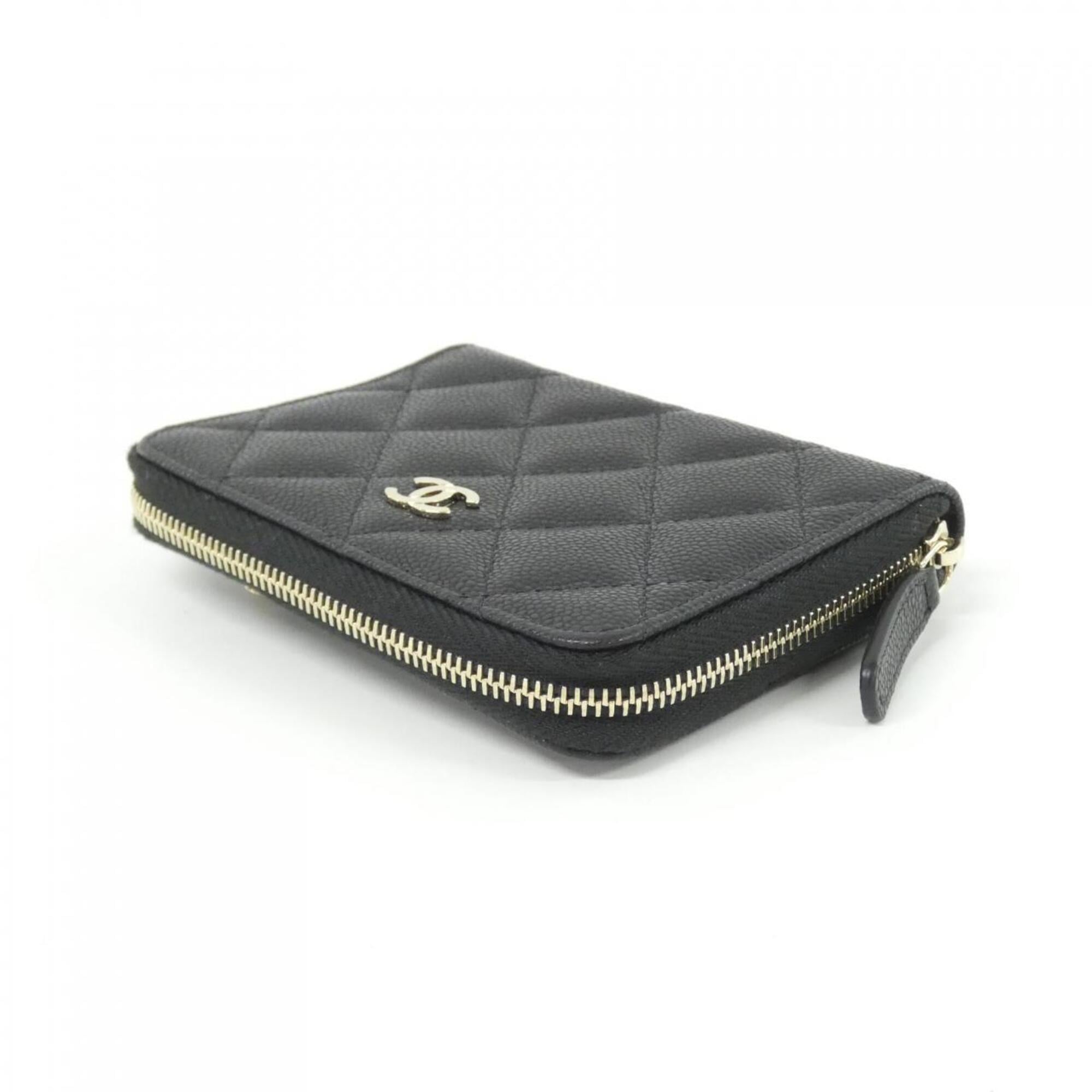 Chanel Black Grained Calfskin Wallet (Bi-Fold) (Pre-Owned)