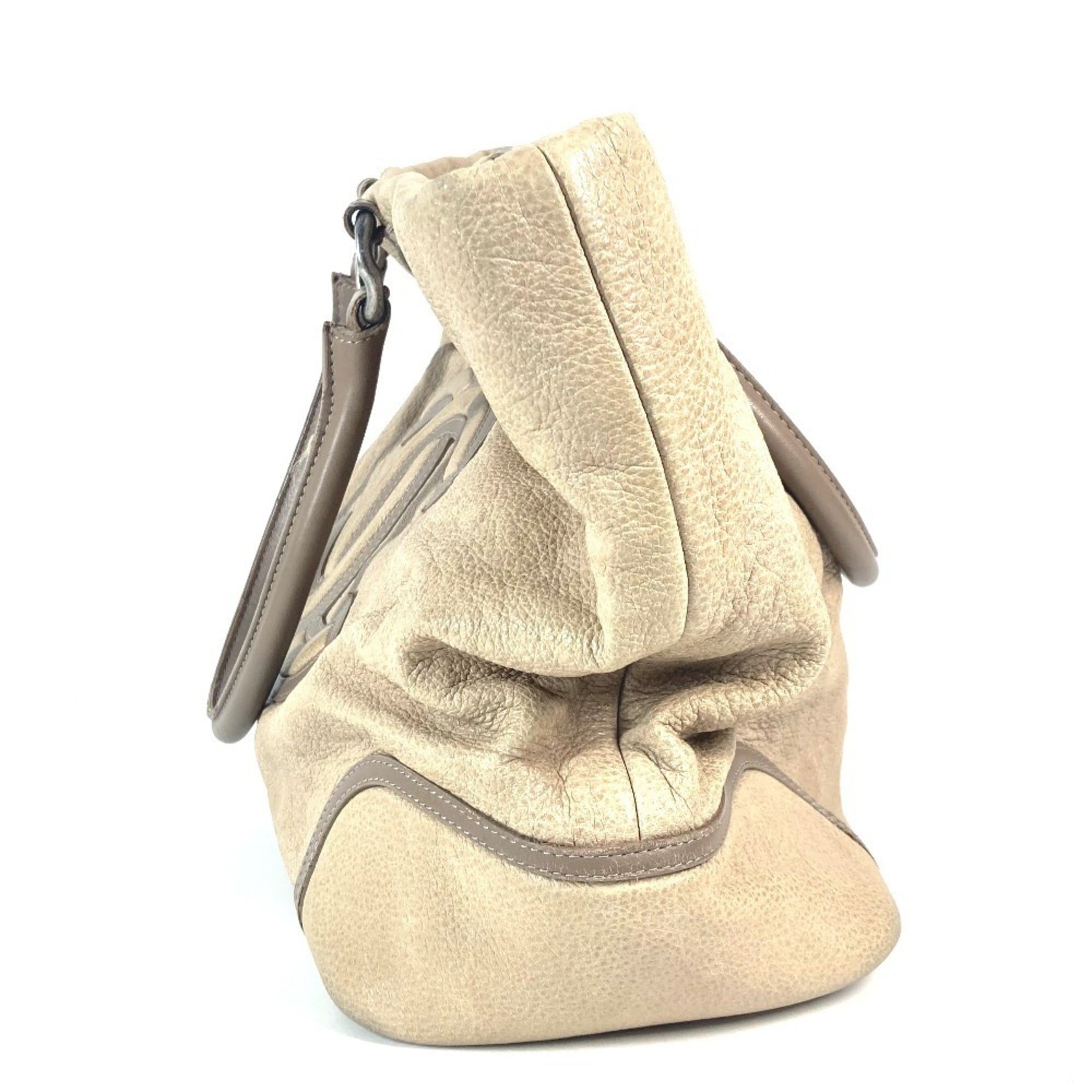 Chanel Beige Leather Shoulder Bag Tote Bag (Pre-Owned)