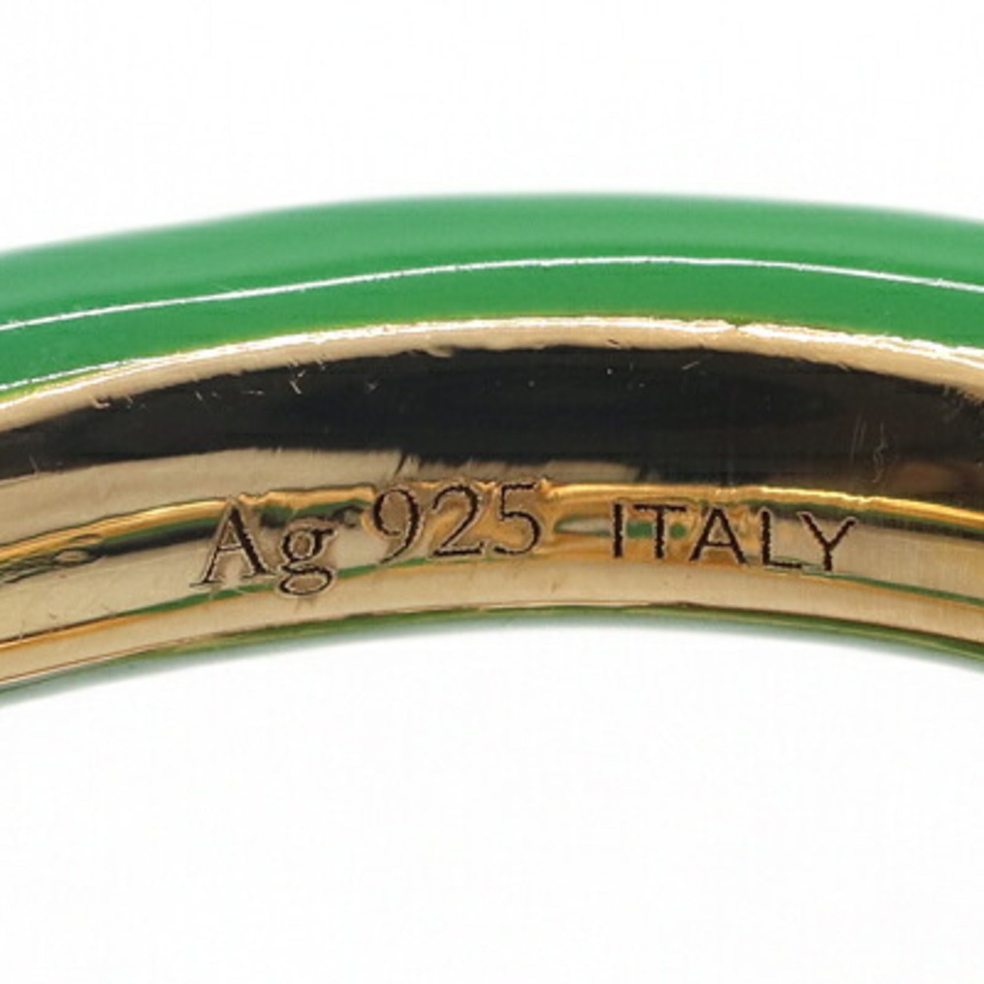 Bottega Veneta Gold Enamel Sterling Silver 925 Band Ring (Pre-Owned)