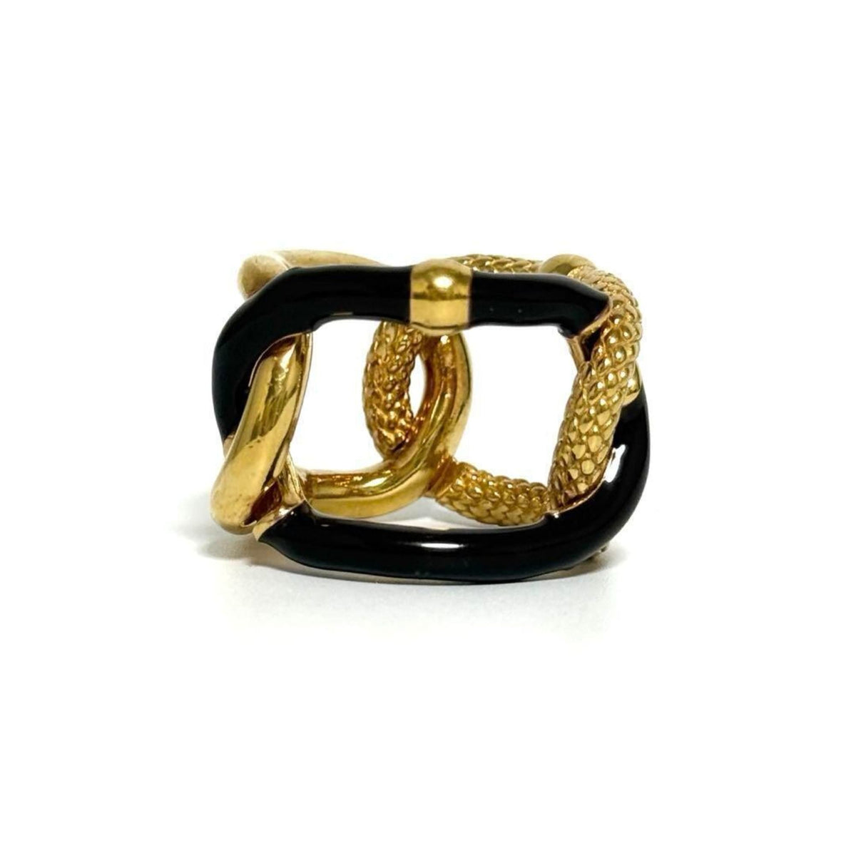 Bottega Veneta Gold Brown Silver 925 Band Ring (Pre-Owned)