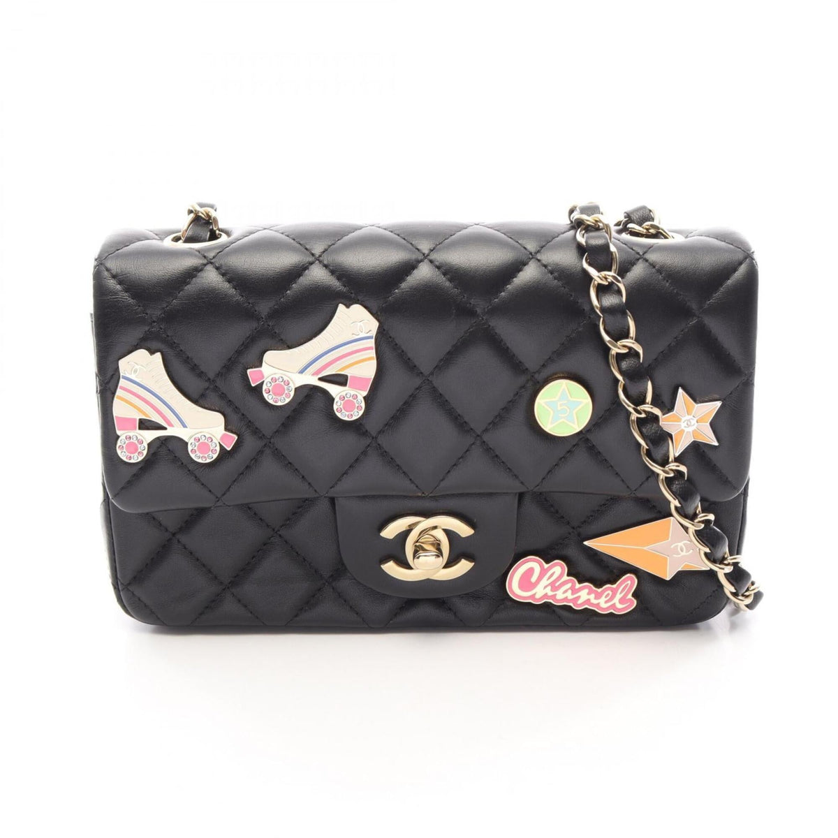 Chanel Black Leather Handbag Shoulder Bag (Pre-Owned)
