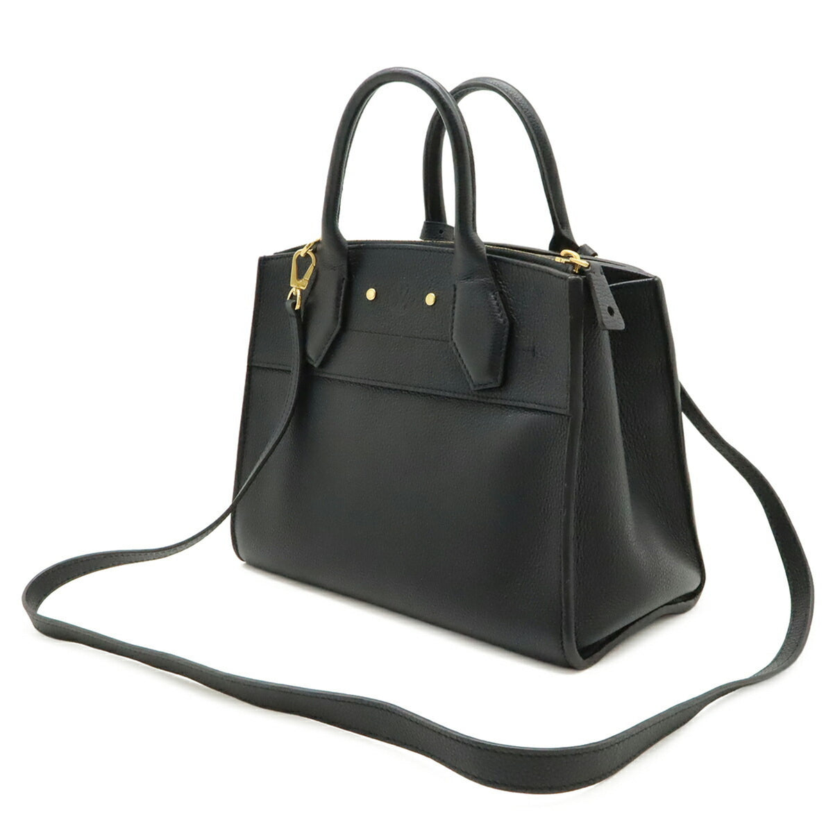Louis Vuitton Noir Leather Handbag Shoulder Bag (Pre-Owned)