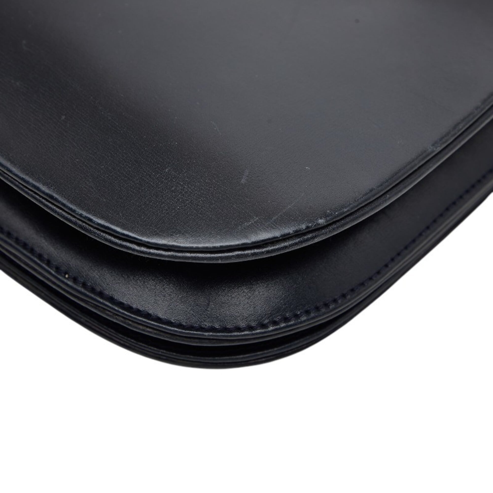 Cartier Sapphire Line Black Leather Shoulder Bag (Pre-Owned)