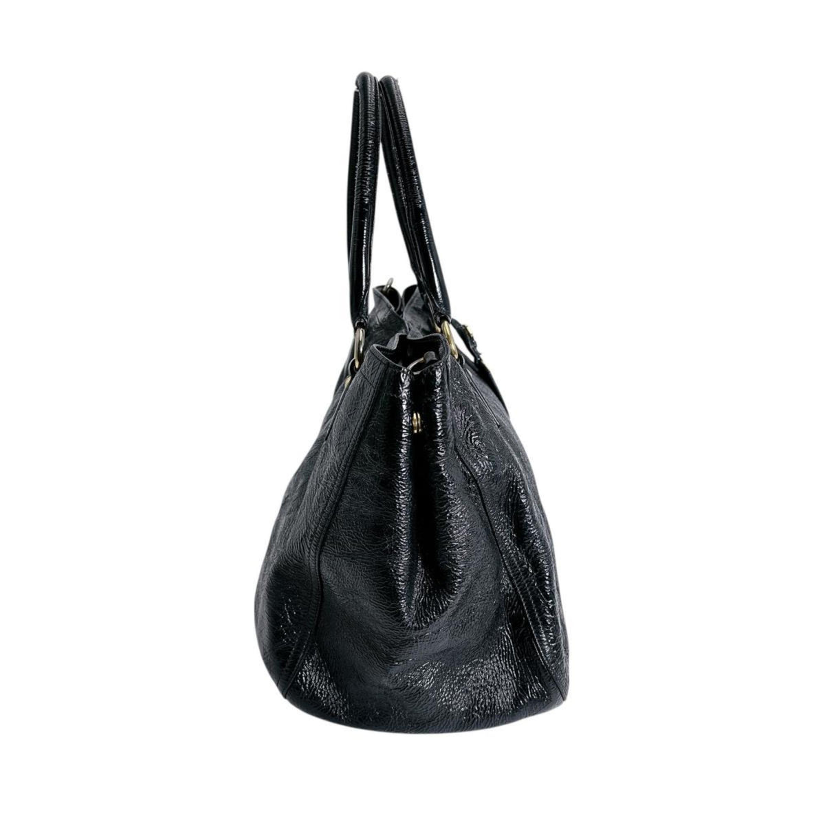 Prada Black Patent Leather Shoulder Bag Tote Bag (Pre-Owned)