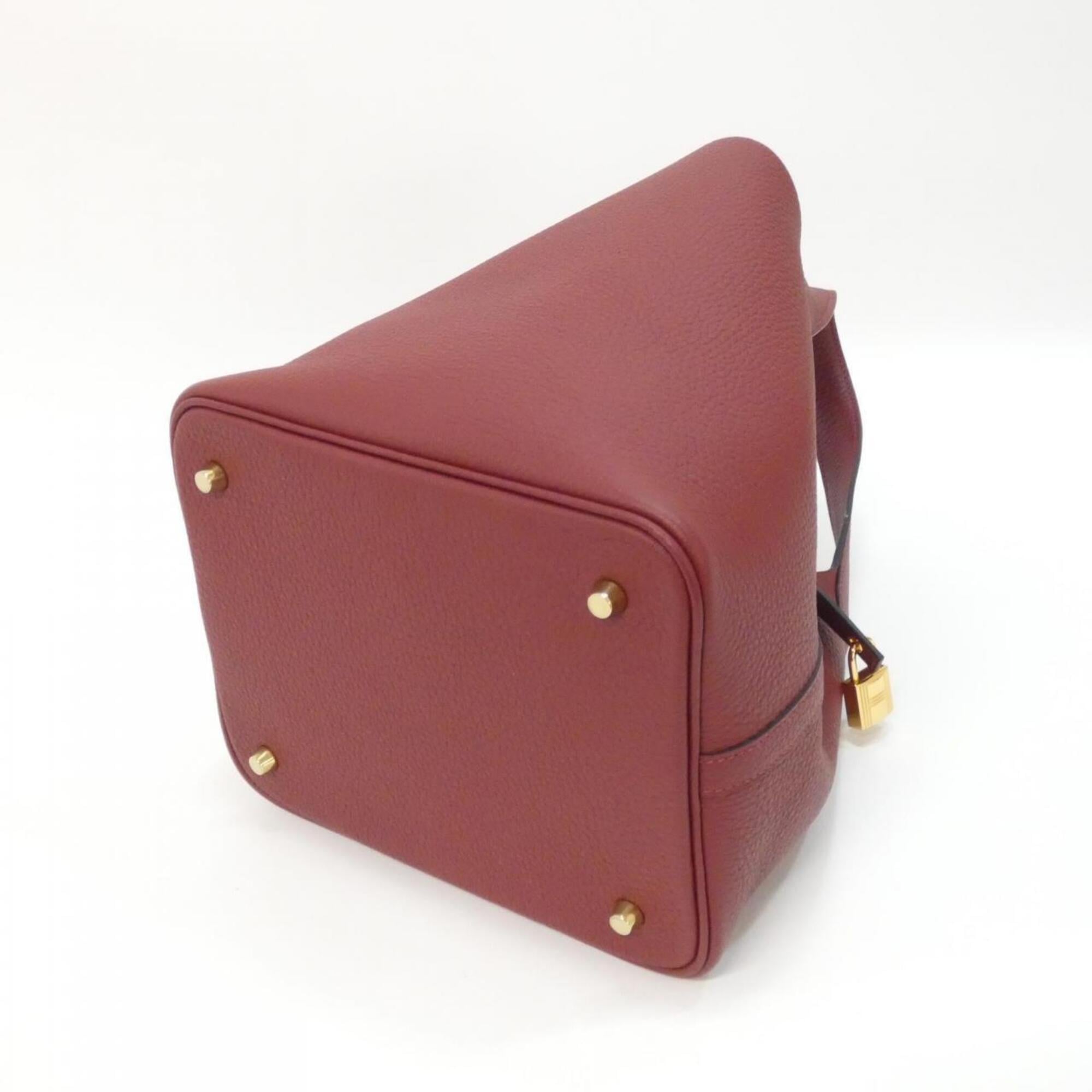 Hermes Rouge H Taurillon Clemence Leather Handbag (Pre-Owned)