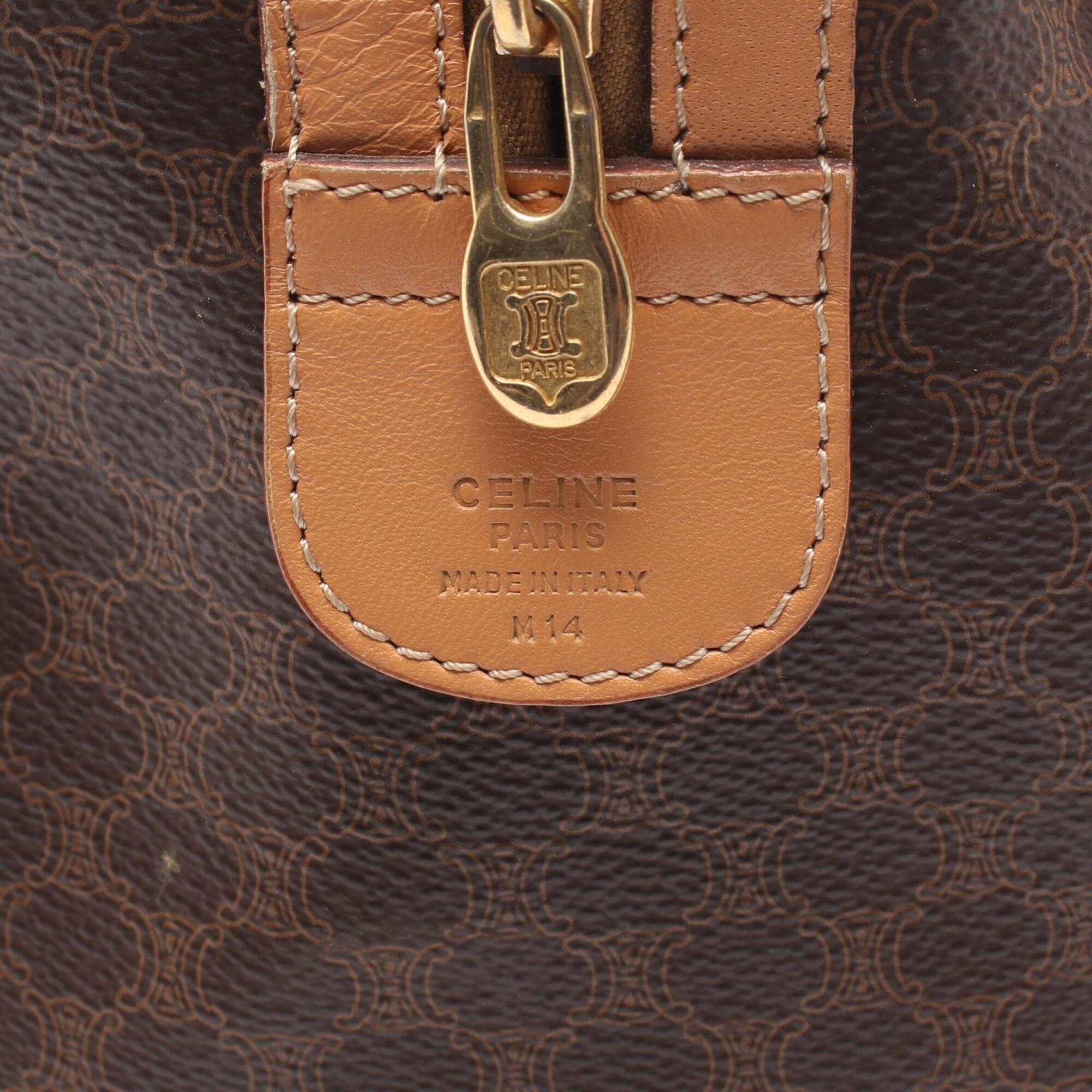 Celine Brown Coated Canvas Leather Handbag Tote Bag (Pre-Owned)