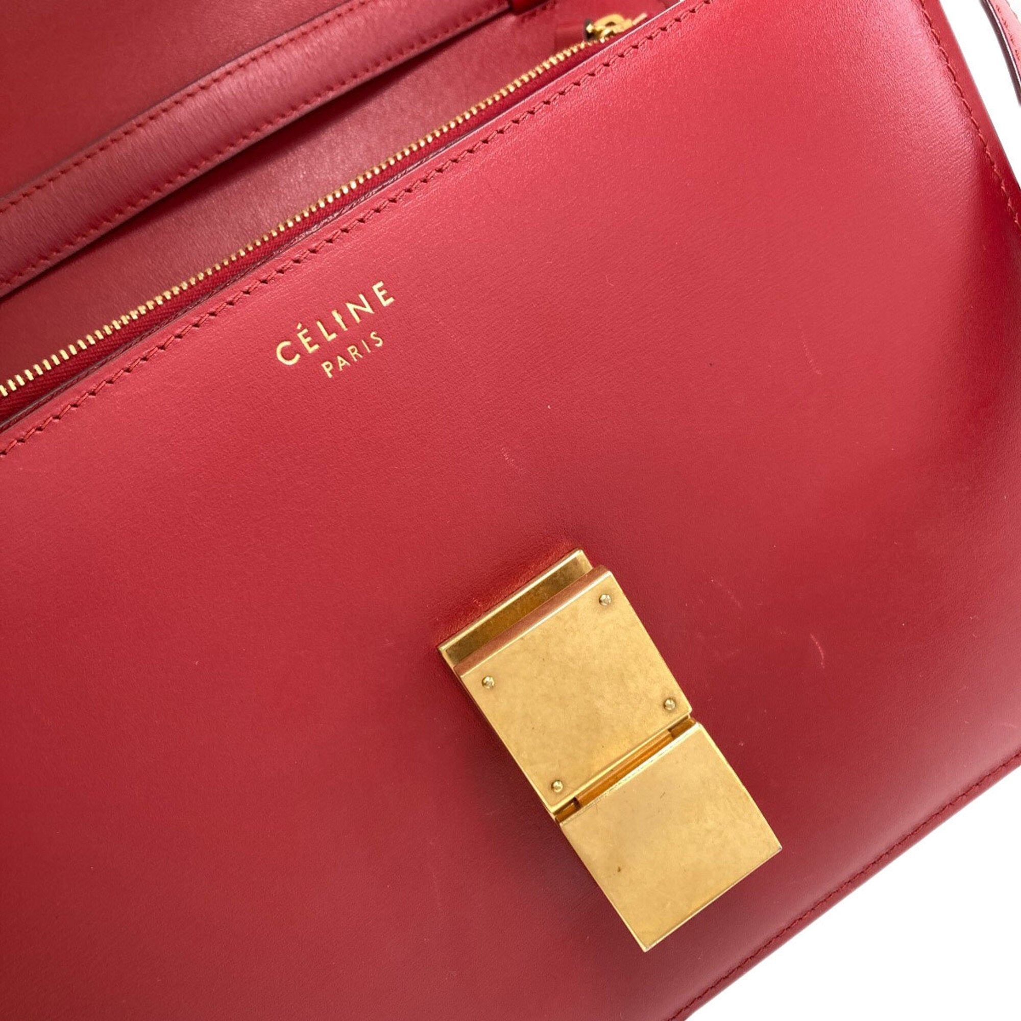 Celine Red Color Leather Shoulder Bag (Pre-Owned)