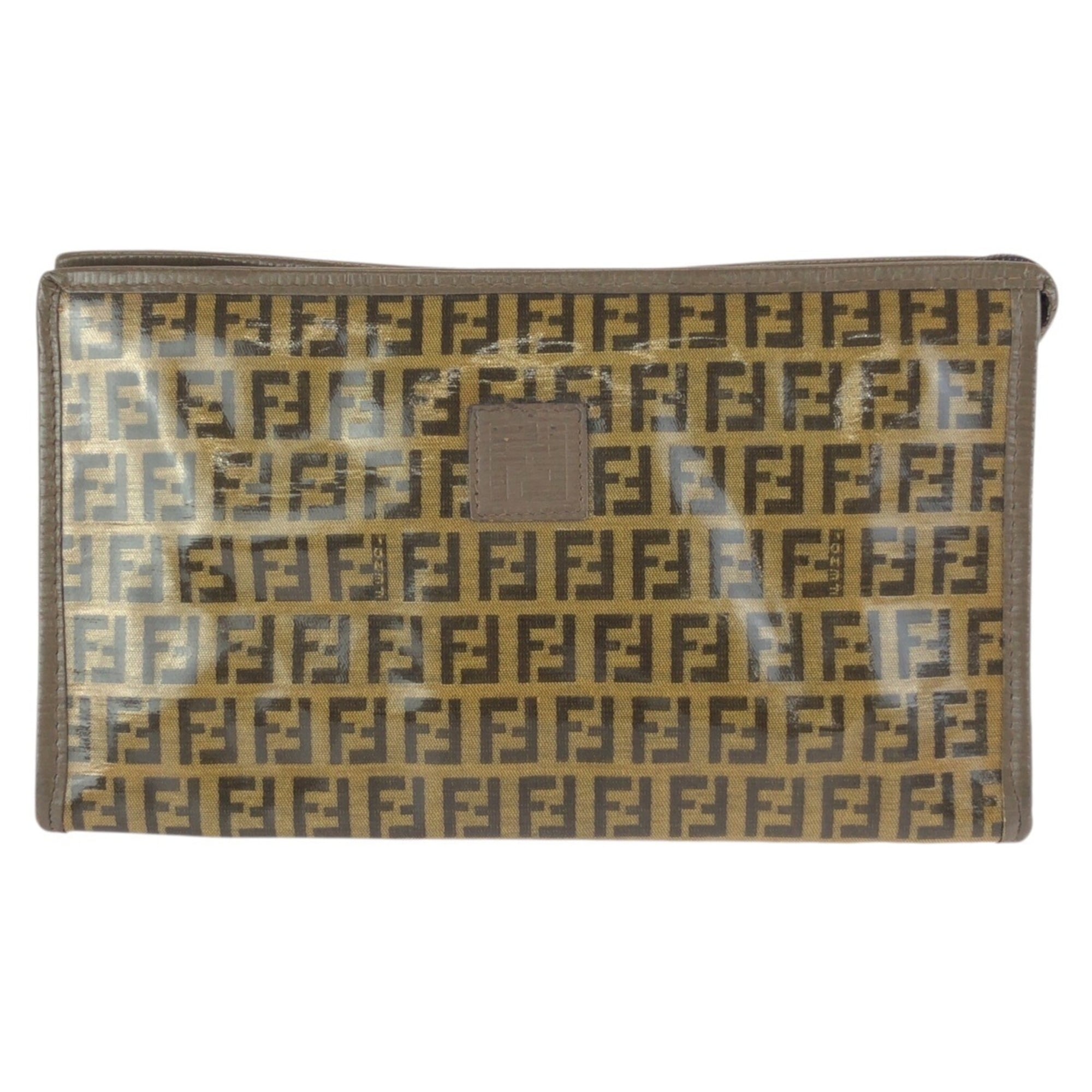 Fendi Brown Pvc Leather Clutch Bag (Pre-Owned)