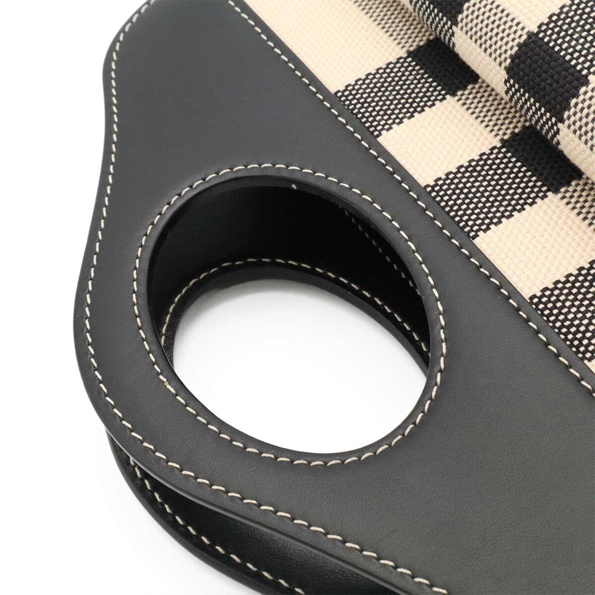 Burberry Black White Canvas Leather Handbag Shoulder Bag (Pre-Owned)