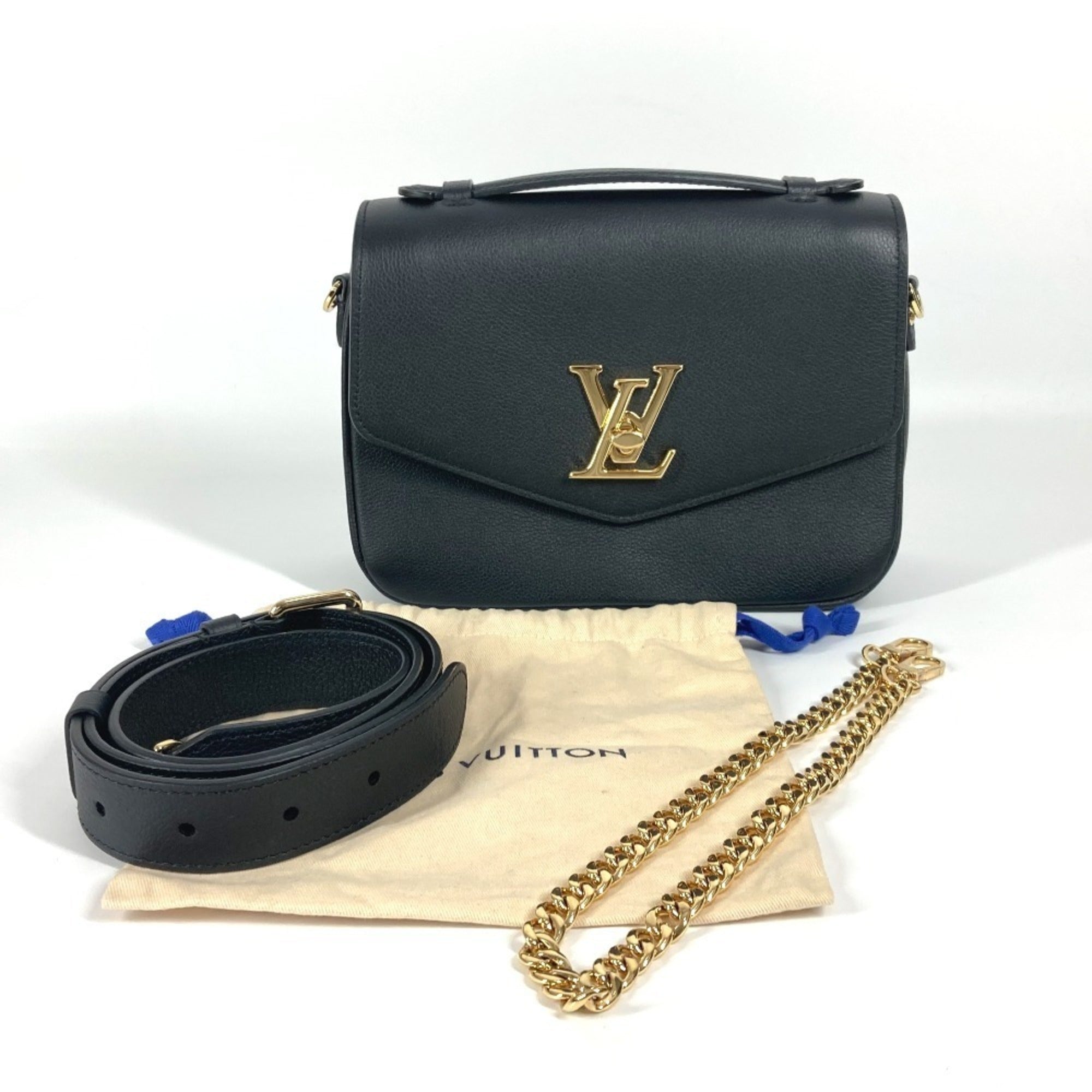 Louis Vuitton Black Noir Leather Handbag Shoulder Bag (Pre-Owned)