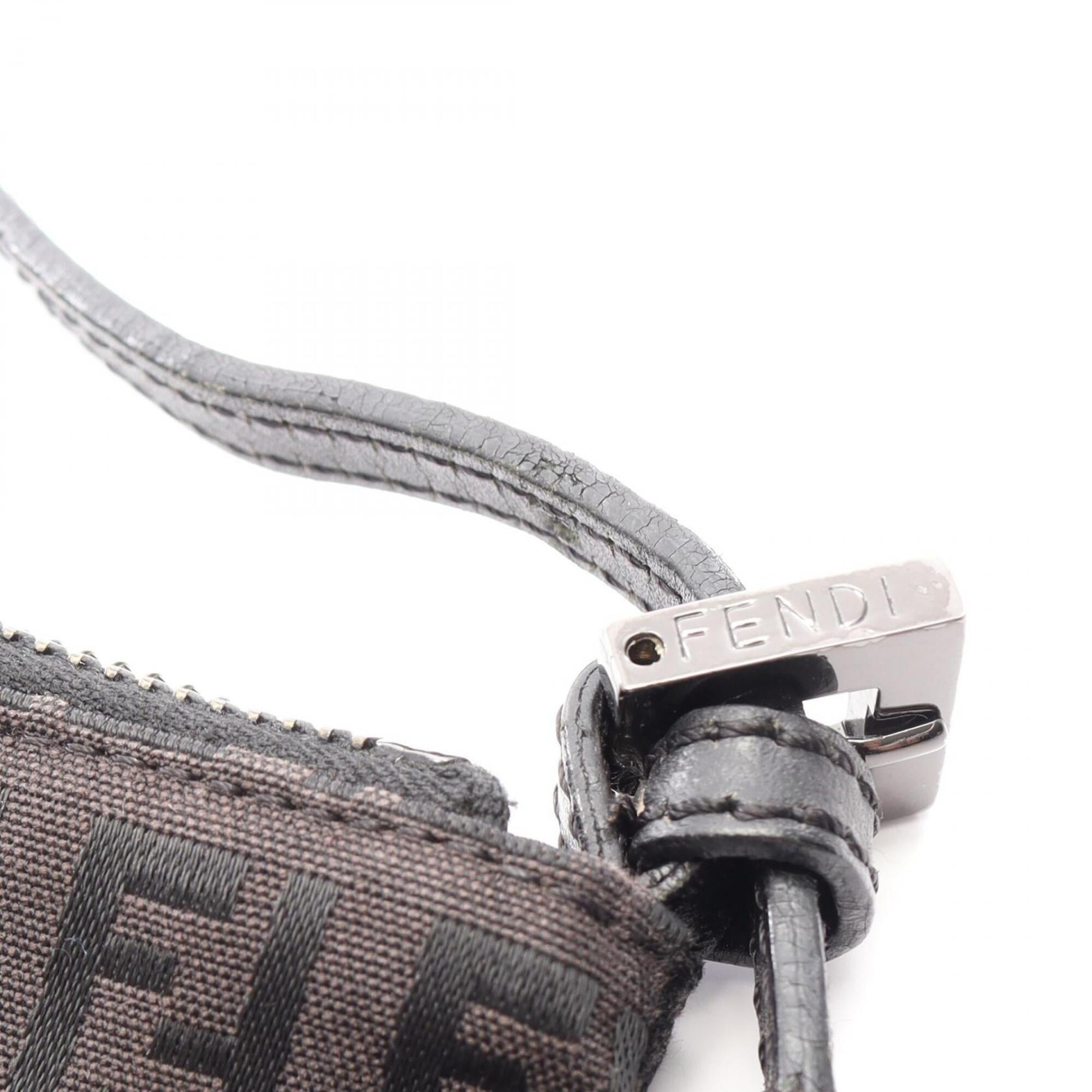 Fendi Black Brown Canvas Leather Handbag Shoulder Bag (Pre-Owned)