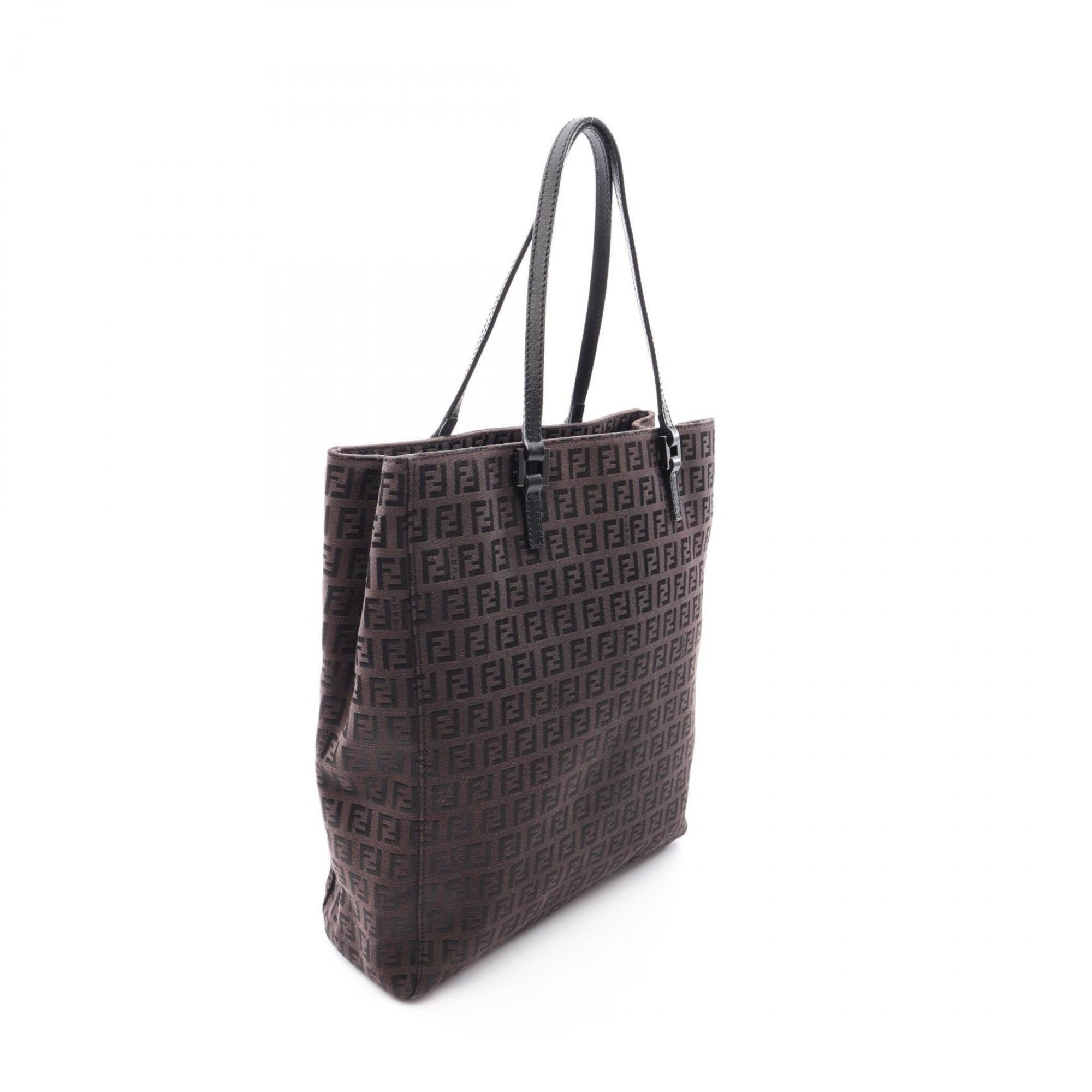 Fendi Brown Canvas Leather Handbag Tote Bag (Pre-Owned)