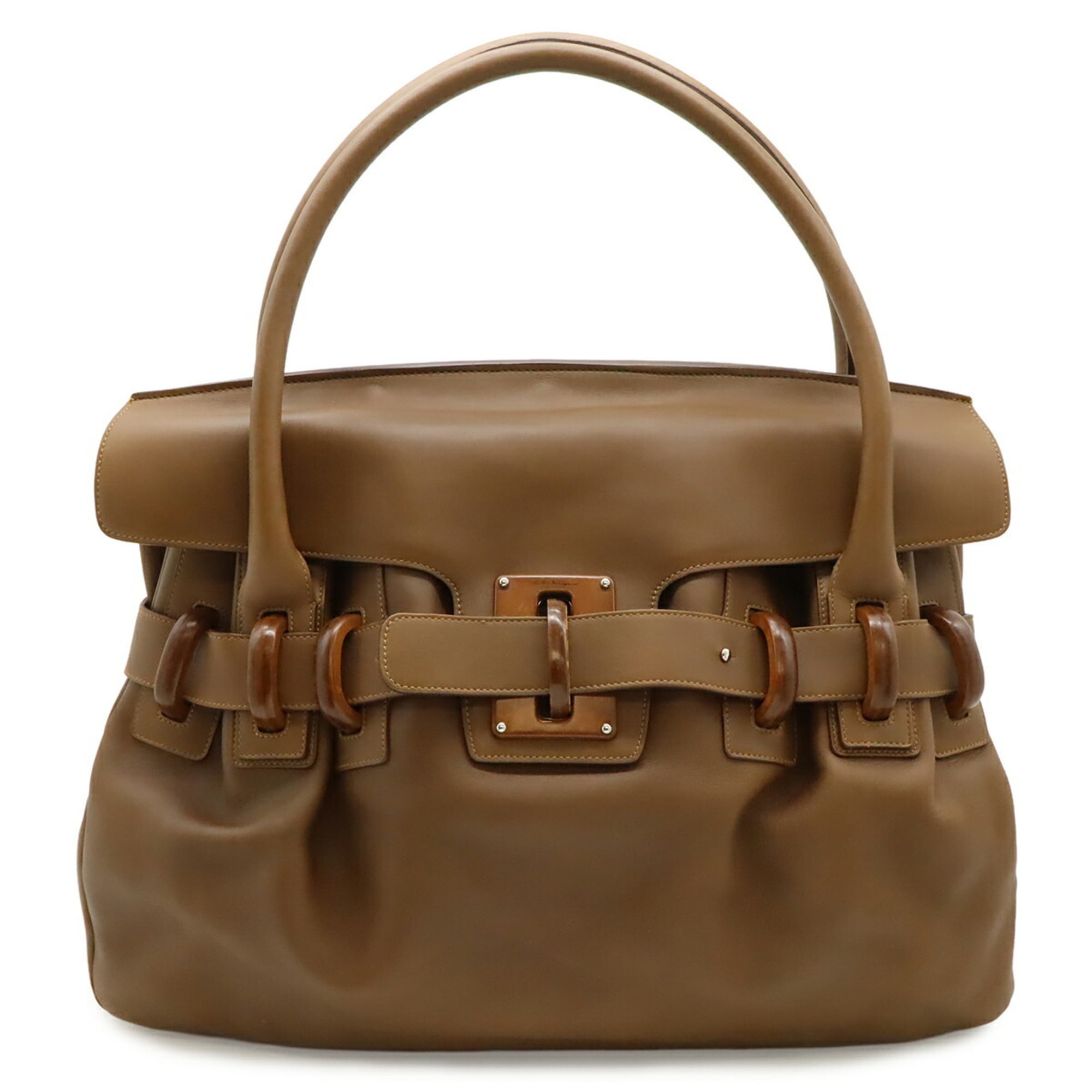 Salvatore Ferragamo Brown Leather Handbag Tote Bag (Pre-Owned)