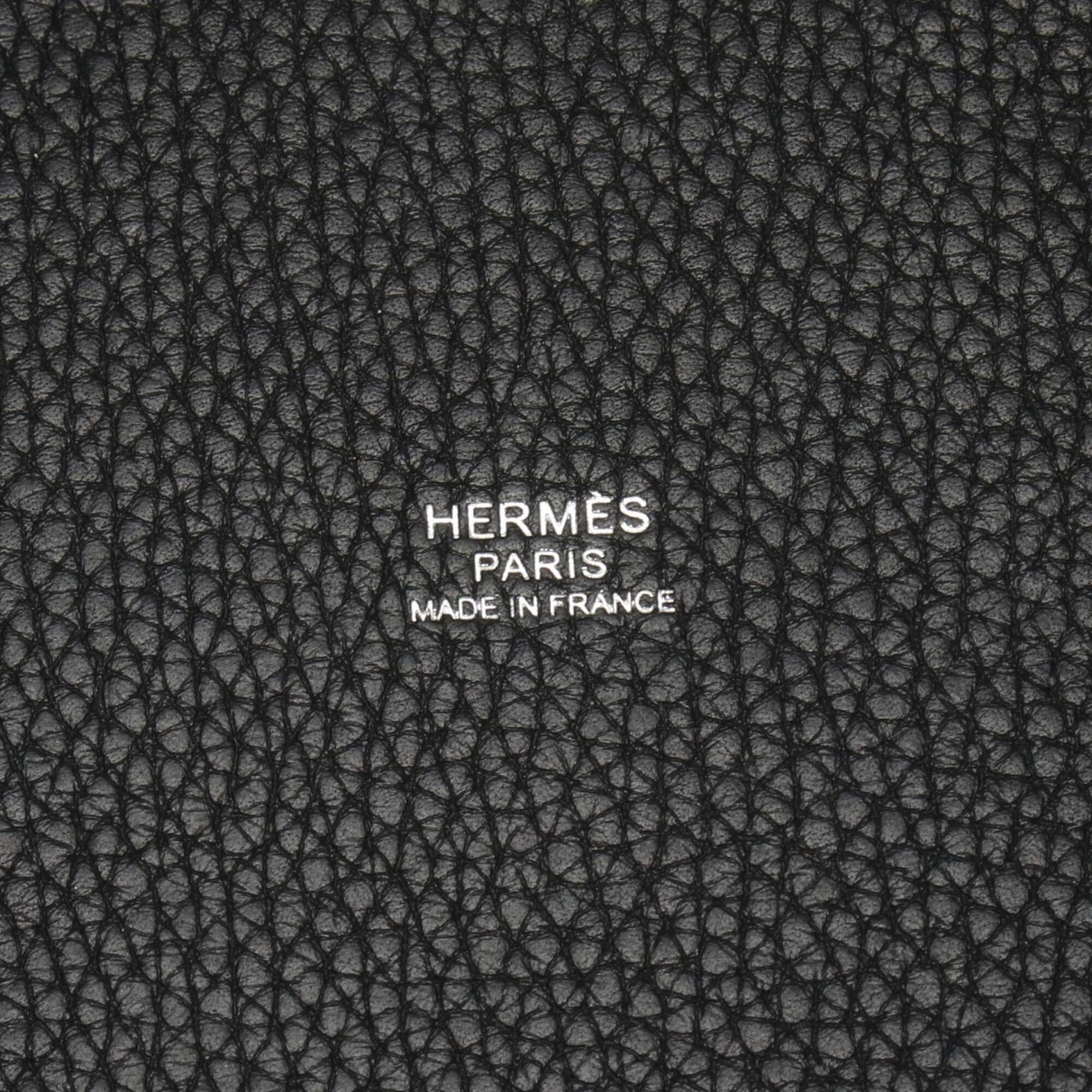 Hermes Black Taurillon Clemence Leather Handbag (Pre-Owned)