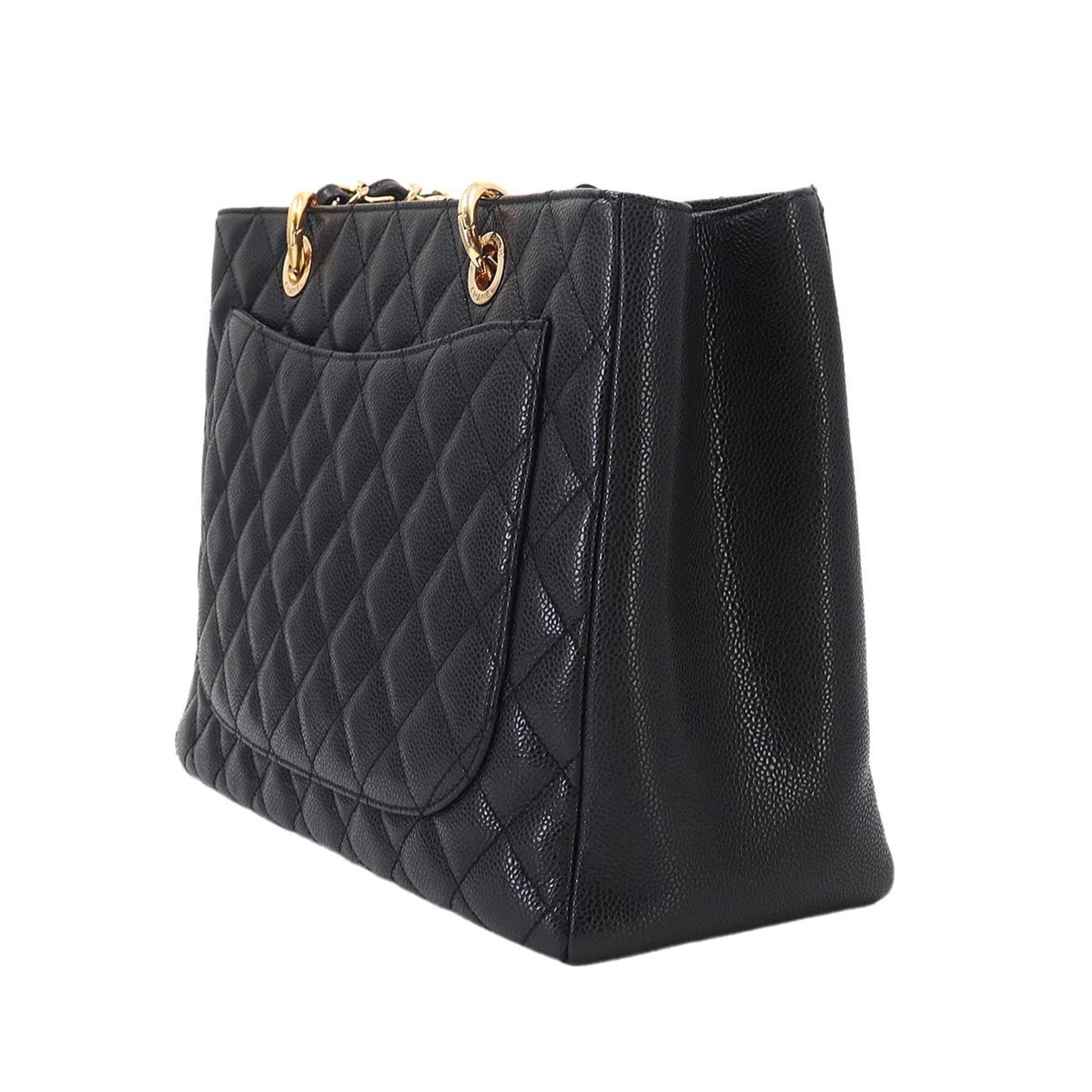 Chanel Black Grained Calfskin Handbag Tote Bag (Pre-Owned)