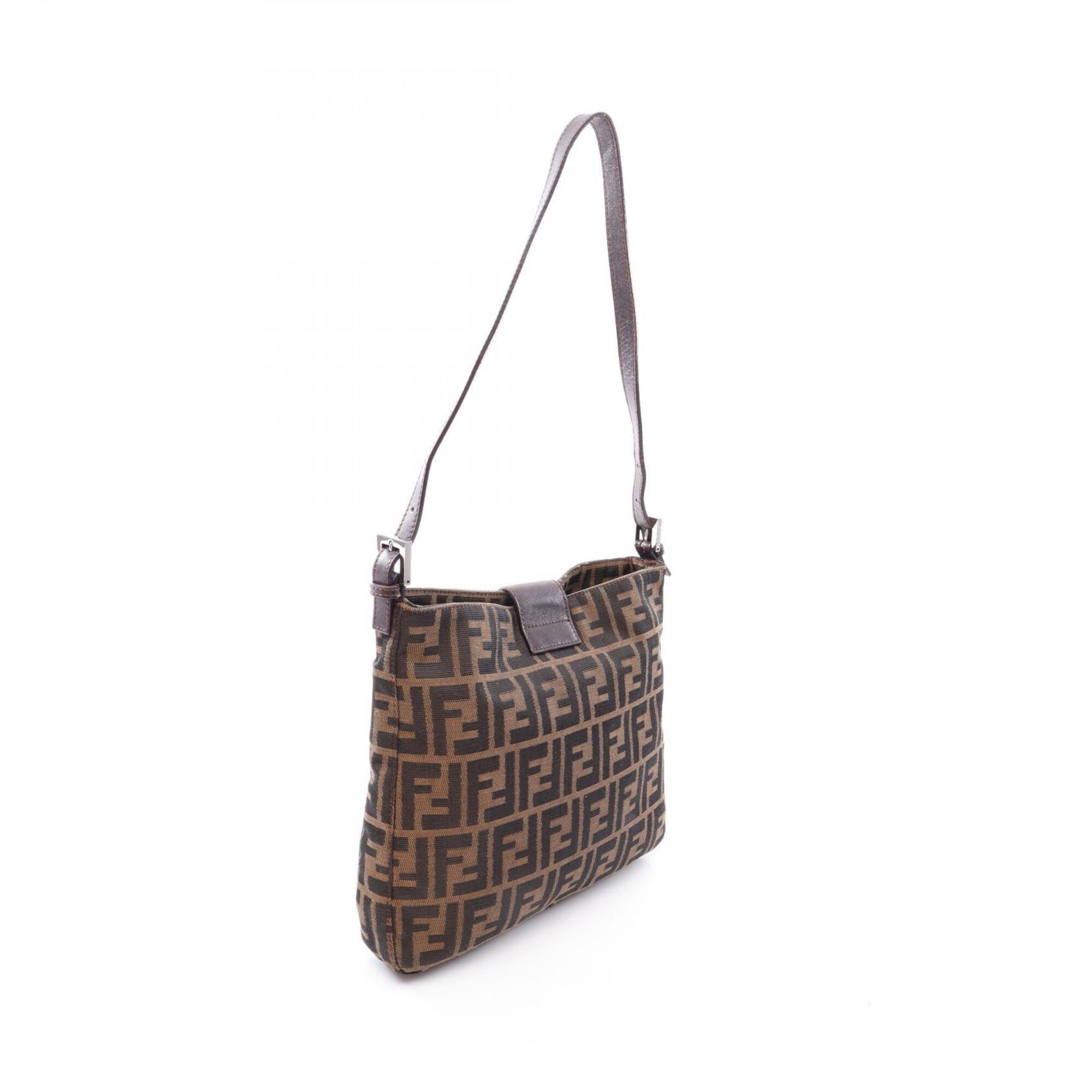 Fendi Brown Canvas Leather Handbag Shoulder Bag (Pre-Owned)