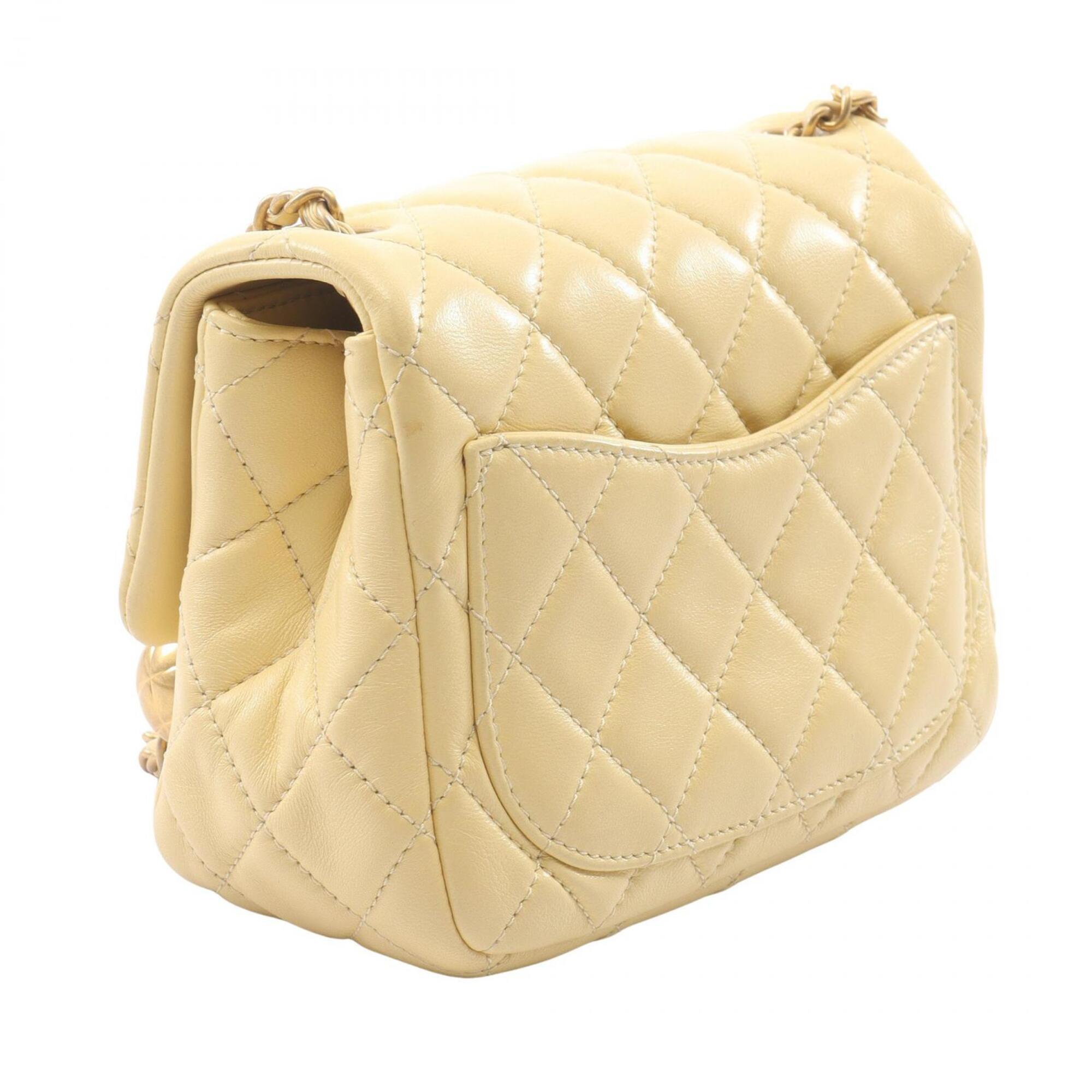 Chanel Yellow Leather Handbag Shoulder Bag (Pre-Owned)