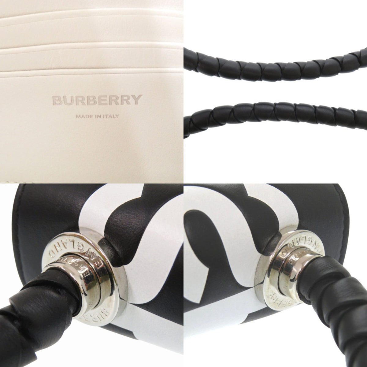 Burberry Black White Leather Shoulder Bag (Pre-Owned)