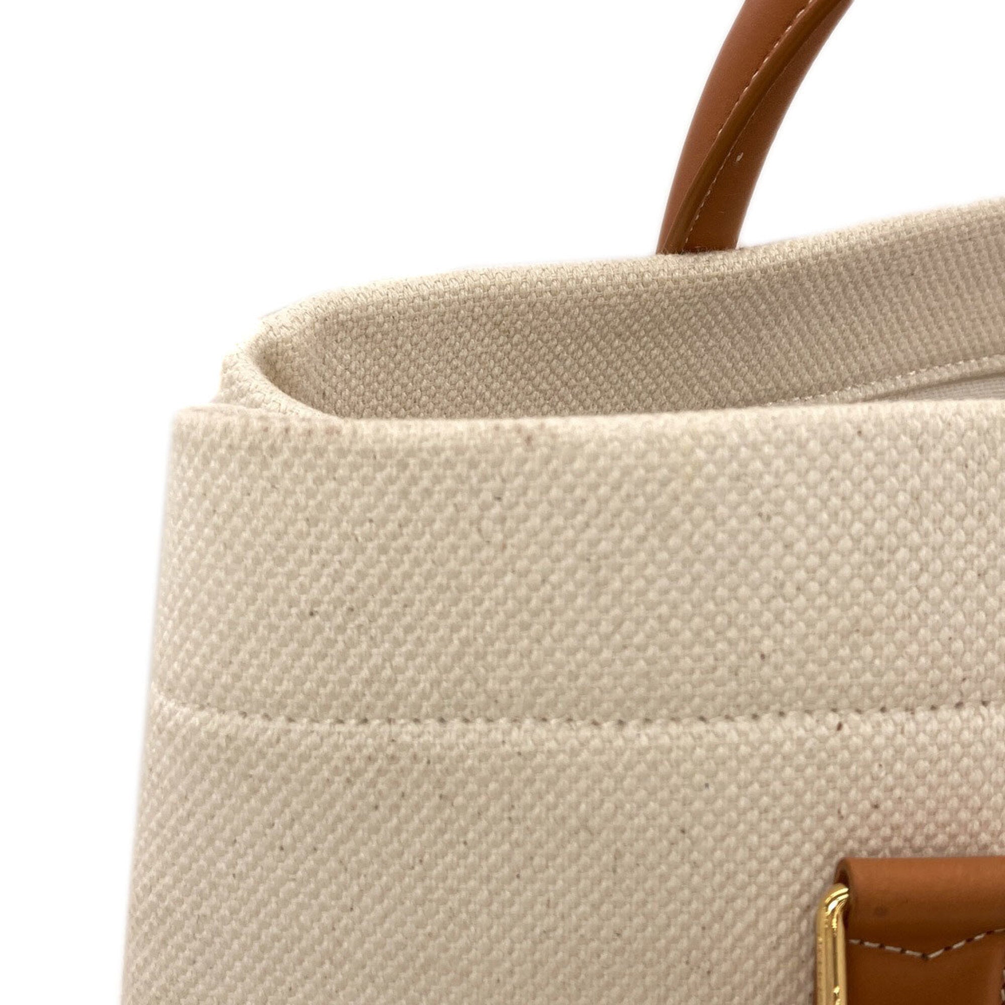 Celine Brown White Canvas Handbag (Pre-Owned)