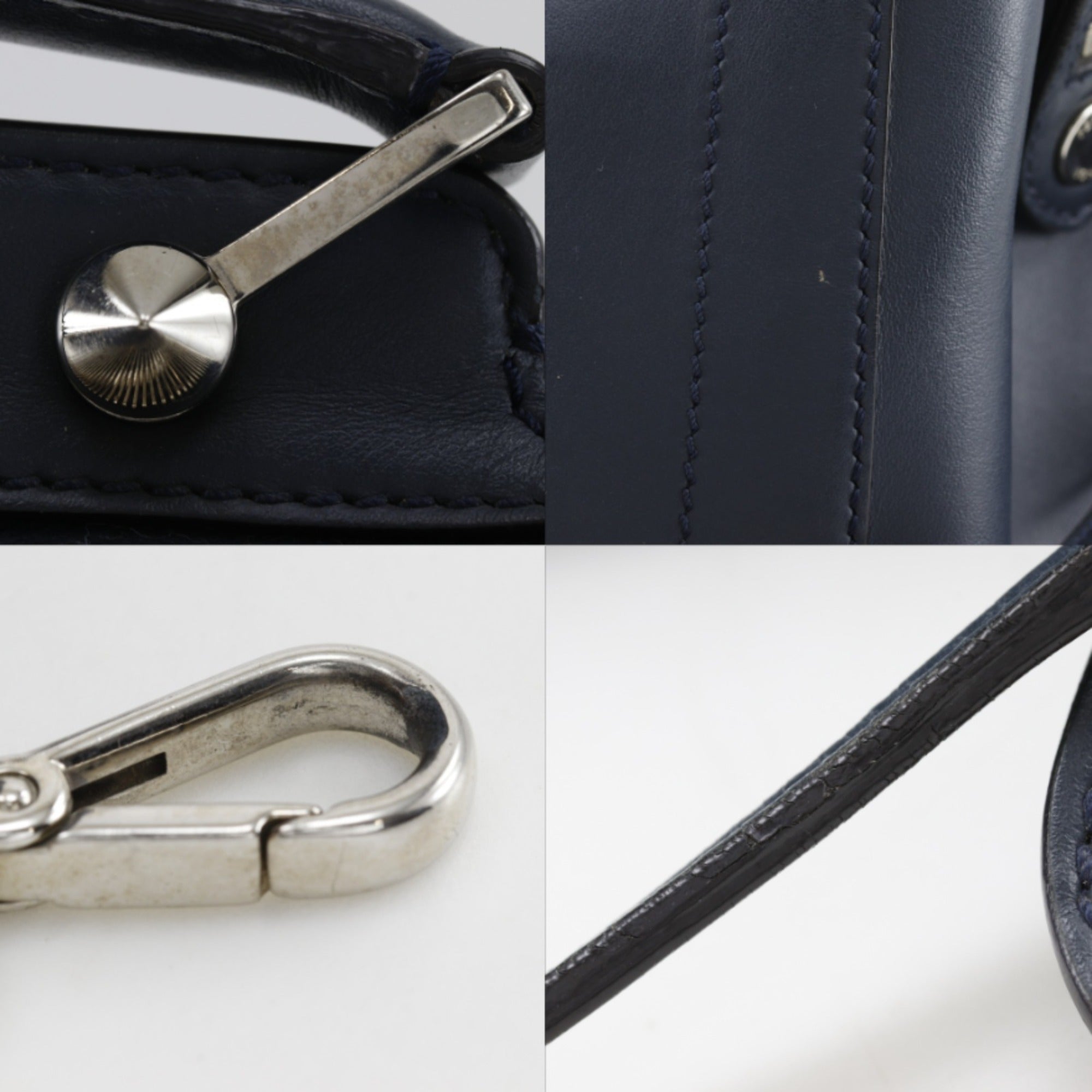 Fendi Navy Leather Handbag (Pre-Owned)