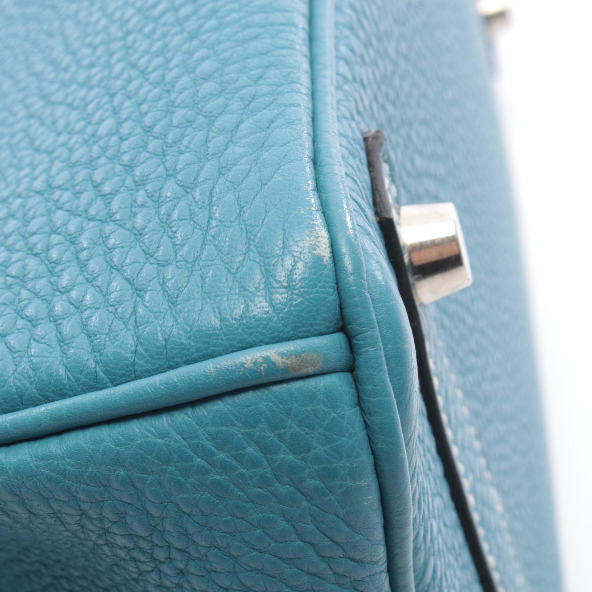 Hermes Blue Blue Jean Togo Leather Handbag (Pre-Owned)