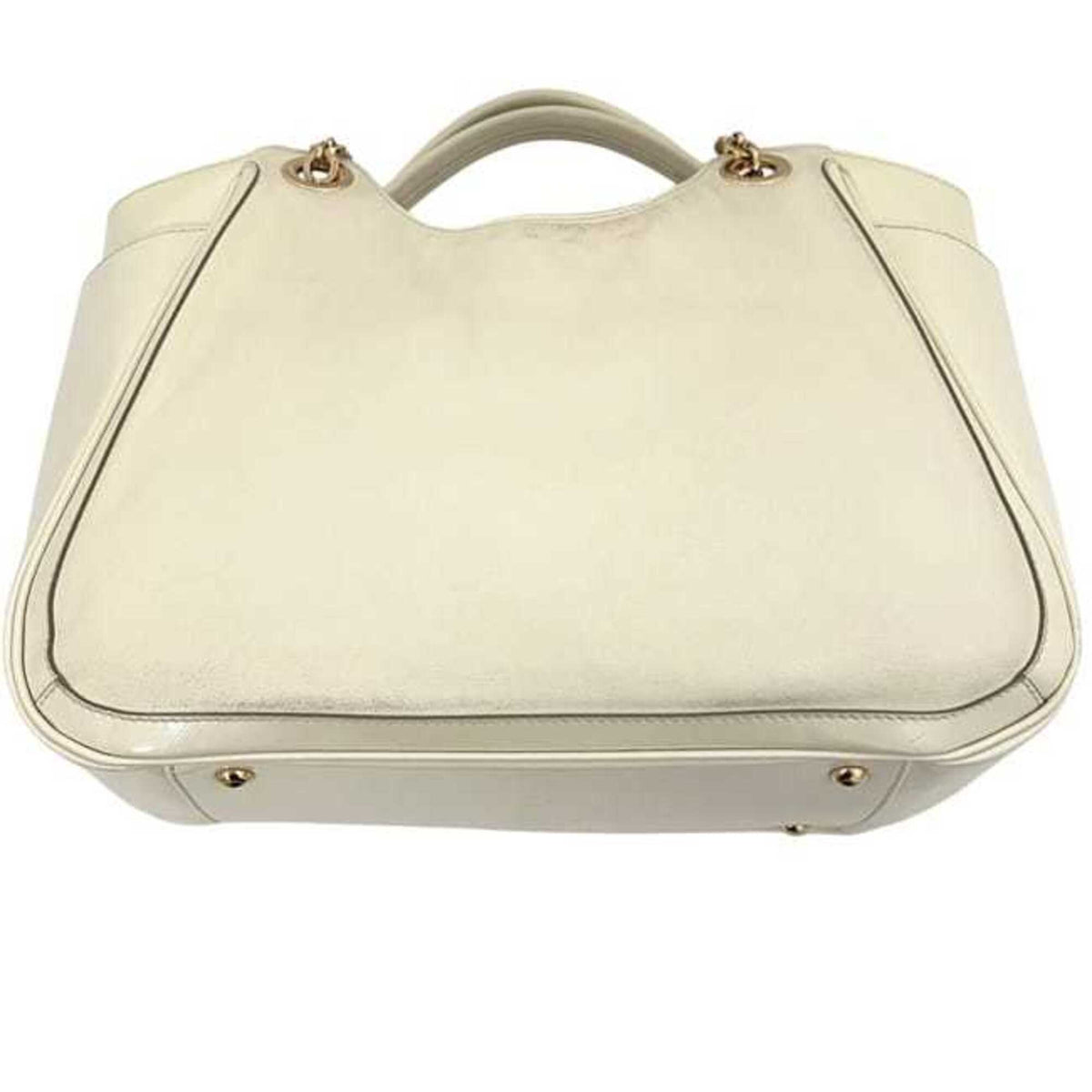 Salvatore Ferragamo Gancini Cream White Leather Tote Bag (Pre-Owned)