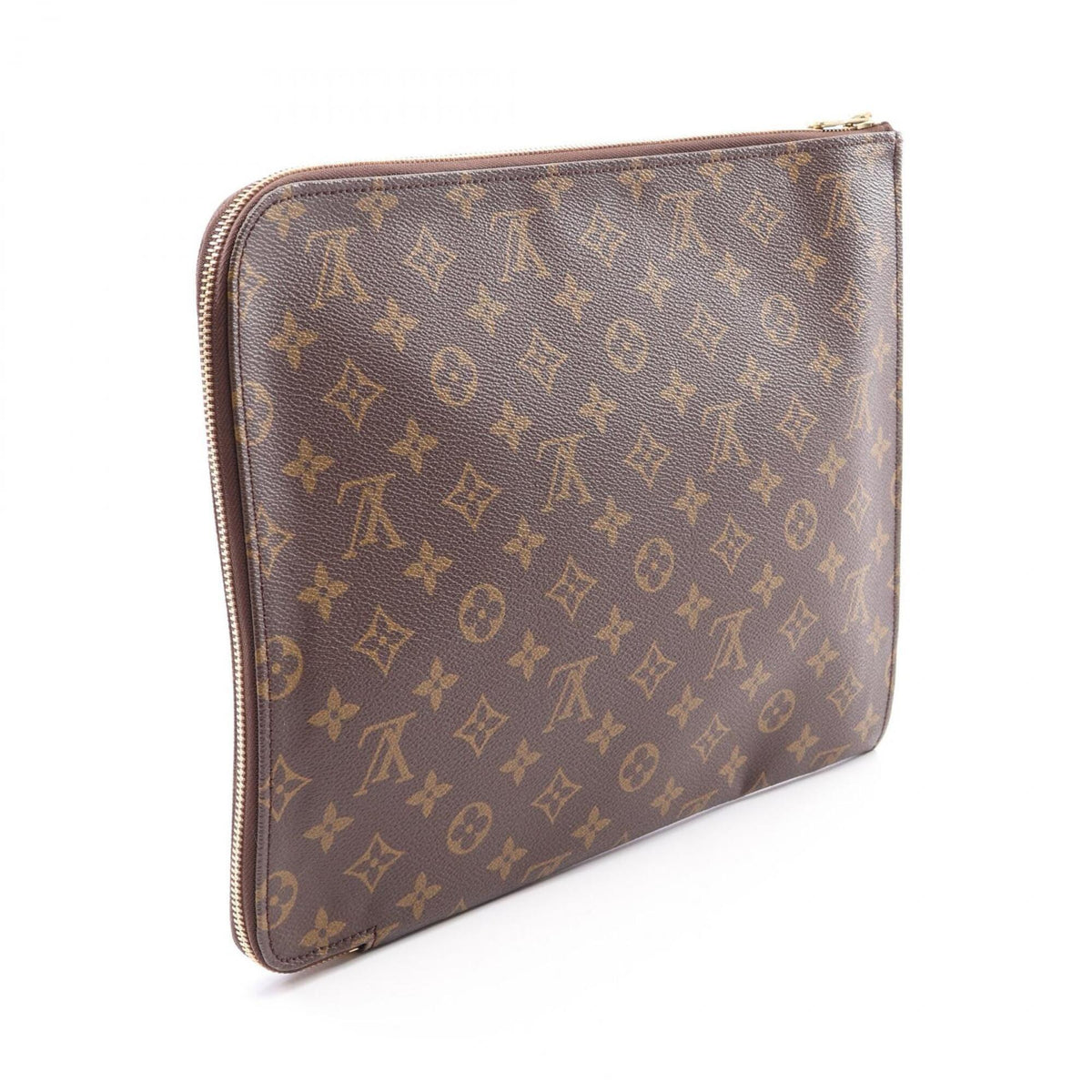 Louis Vuitton Brown Coated Canvas Clutch Bag Handbag (Pre-Owned)