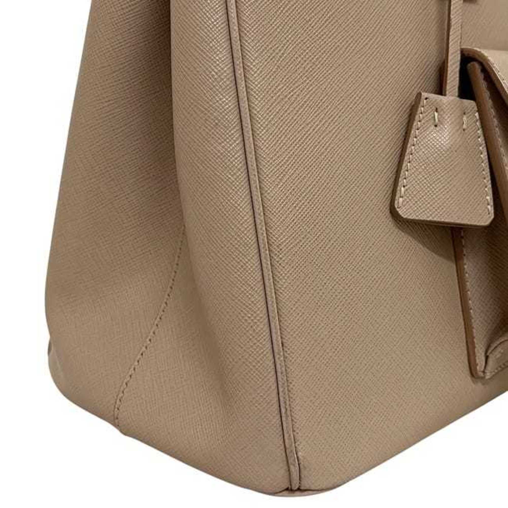 Prada Beige Saffiano Triangle Handbag Shoulder Bag (Pre-Owned)