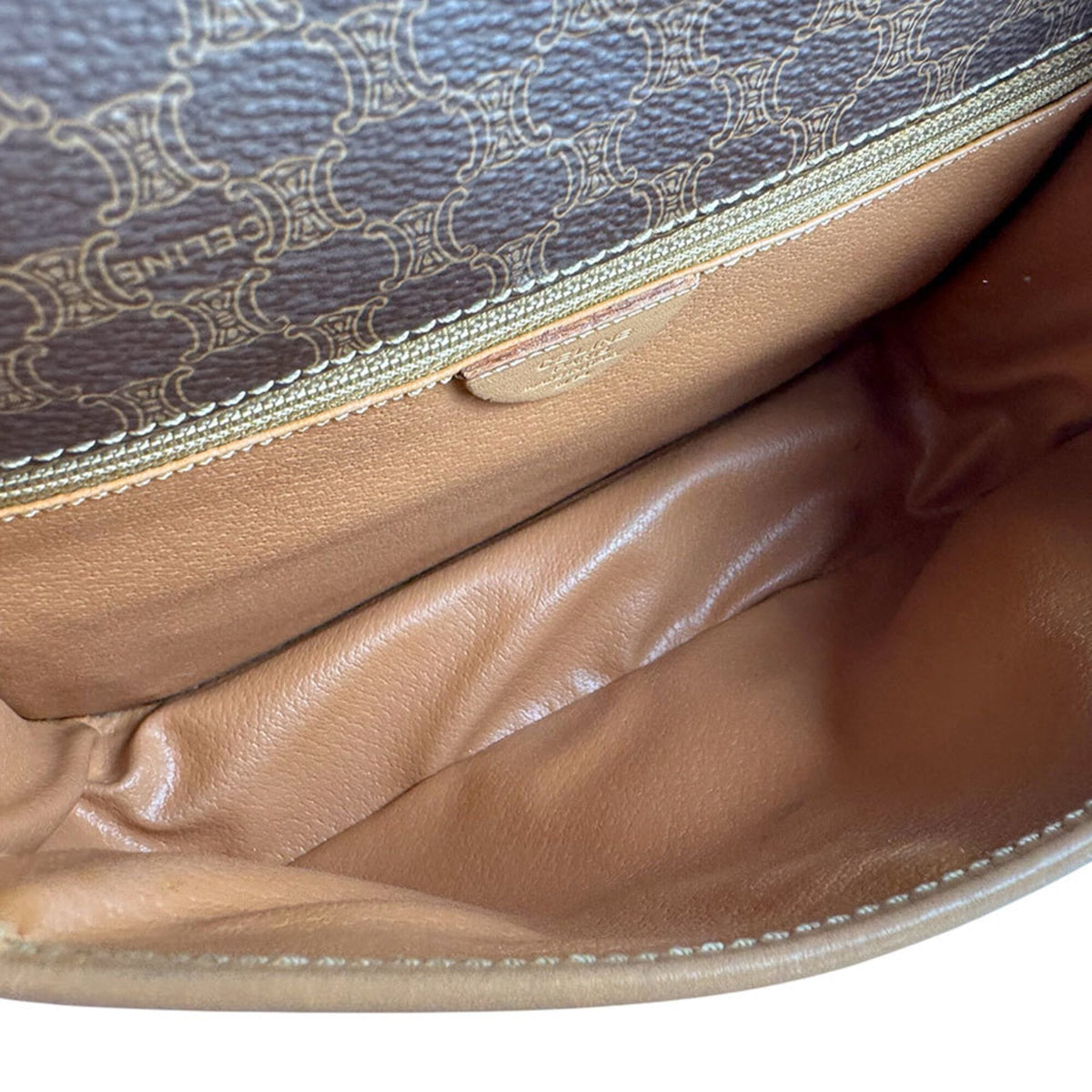 Celine Brown Coated Canvas Shoulder Bag (Pre-Owned)