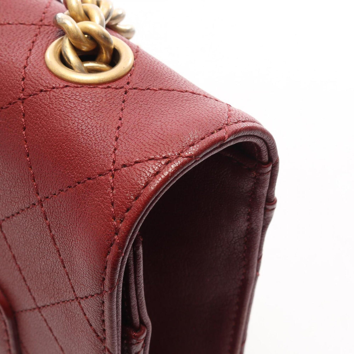 Chanel Bordeaux Leather Handbag Shoulder Bag (Pre-Owned)