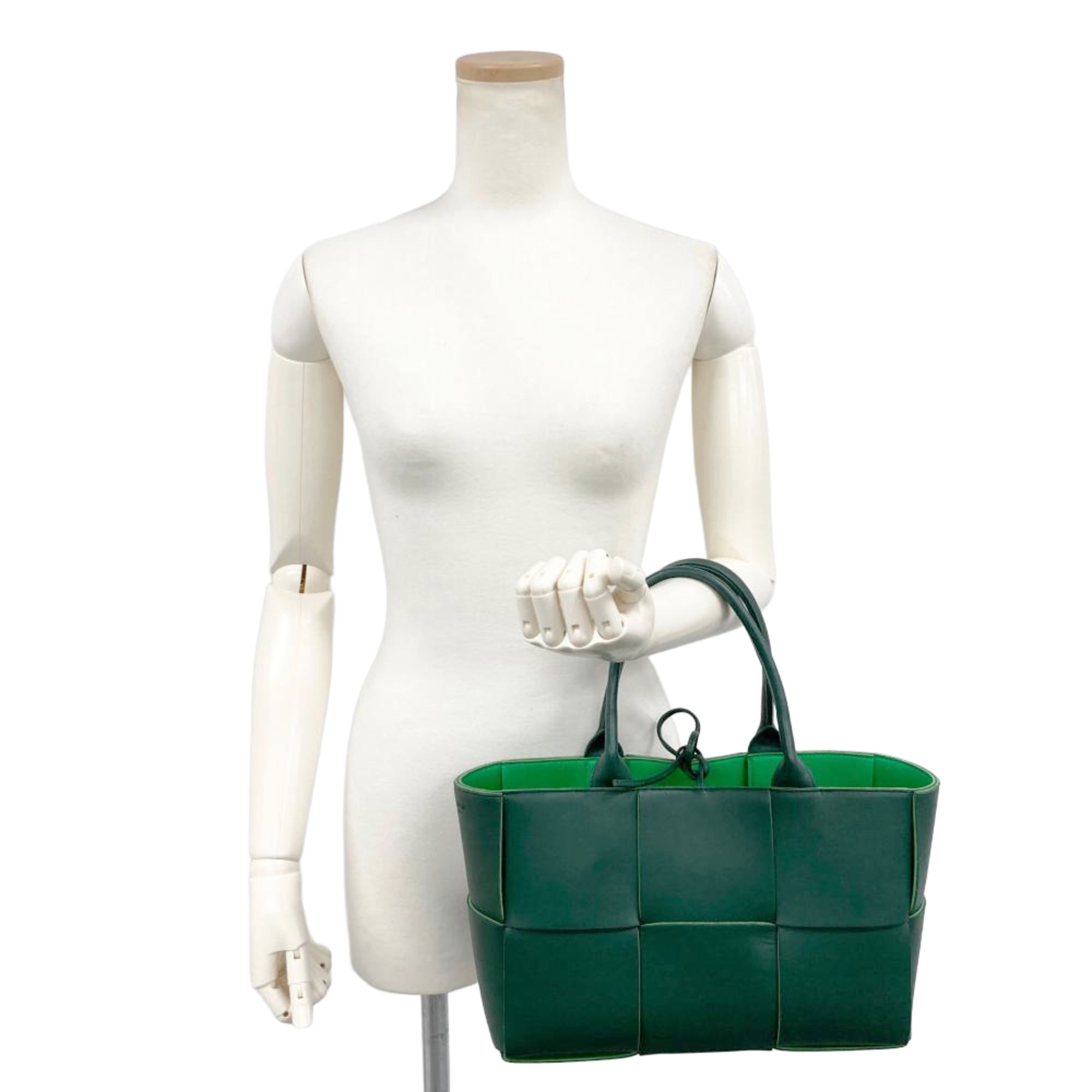 Bottega Veneta Green Leather Handbag Pouch Tote Bag (Pre-Owned)