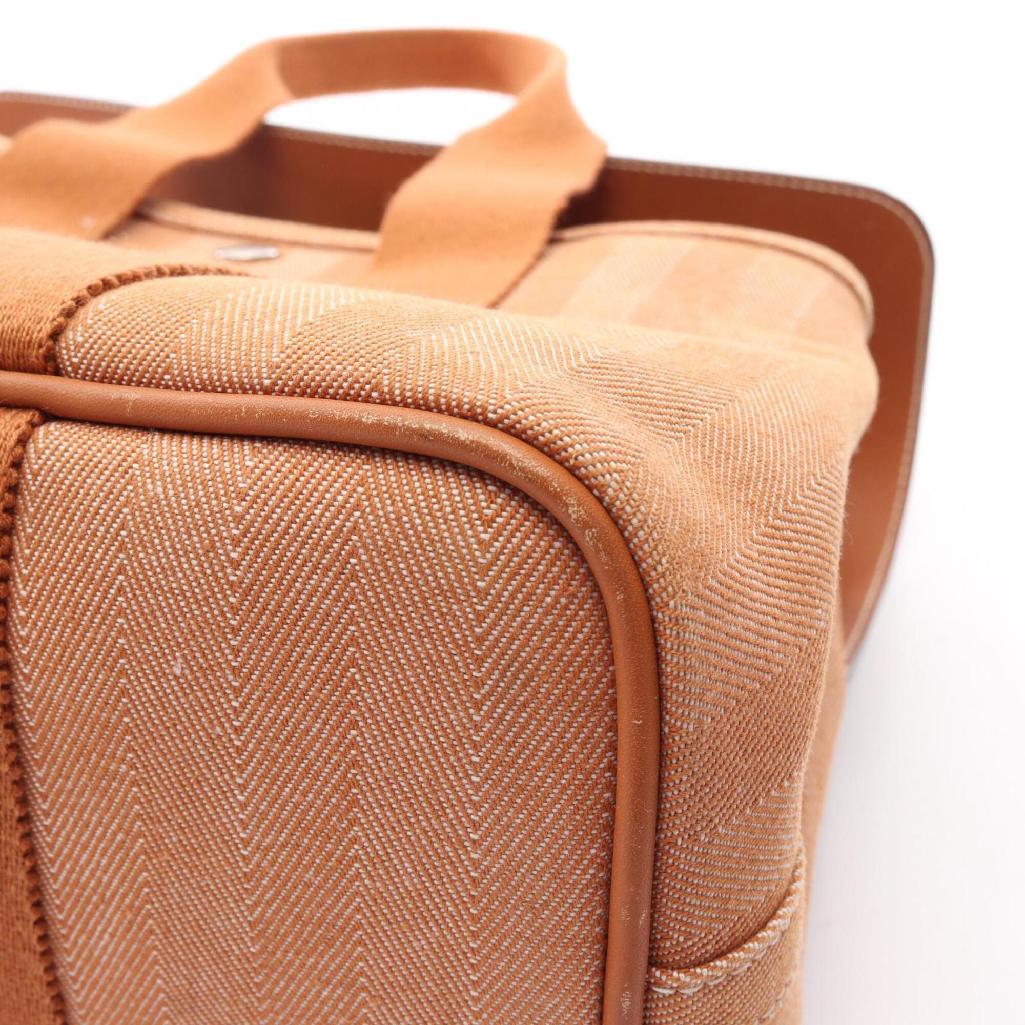 Hermes Brown Toile Chevron Swift Leather Handbag (Pre-Owned)