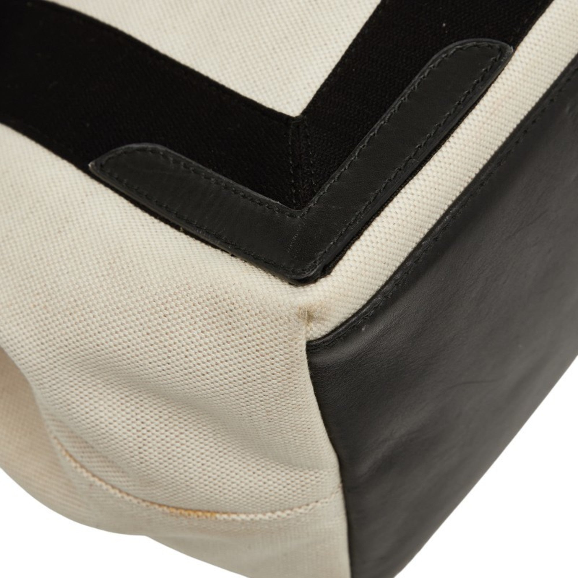 Balenciaga Beige Black Canvas Leather Handbag (Pre-Owned)
