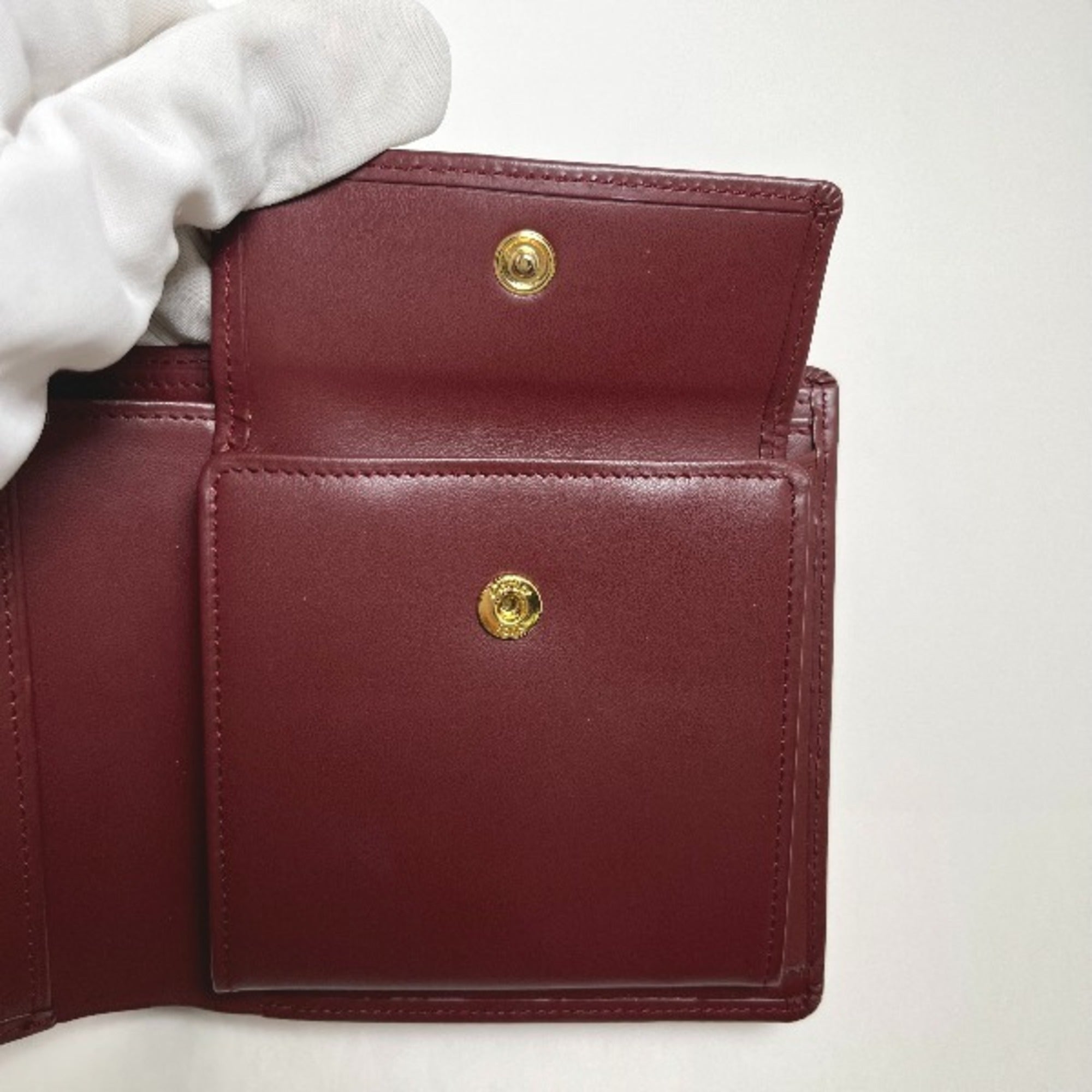 Cartier Wine Red Leather Wallet (Bi-Fold) (Pre-Owned)