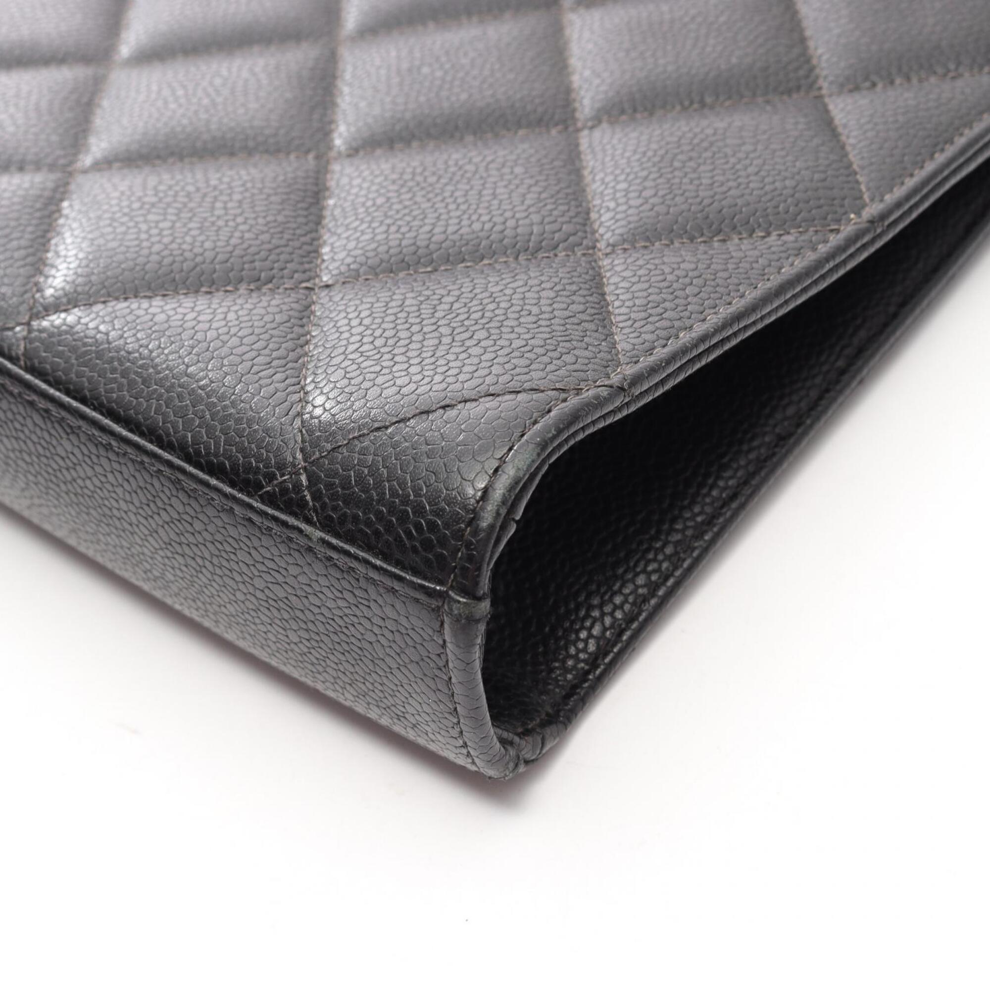 Chanel Black Grained Calfskin Briefcase Handbag (Pre-Owned)