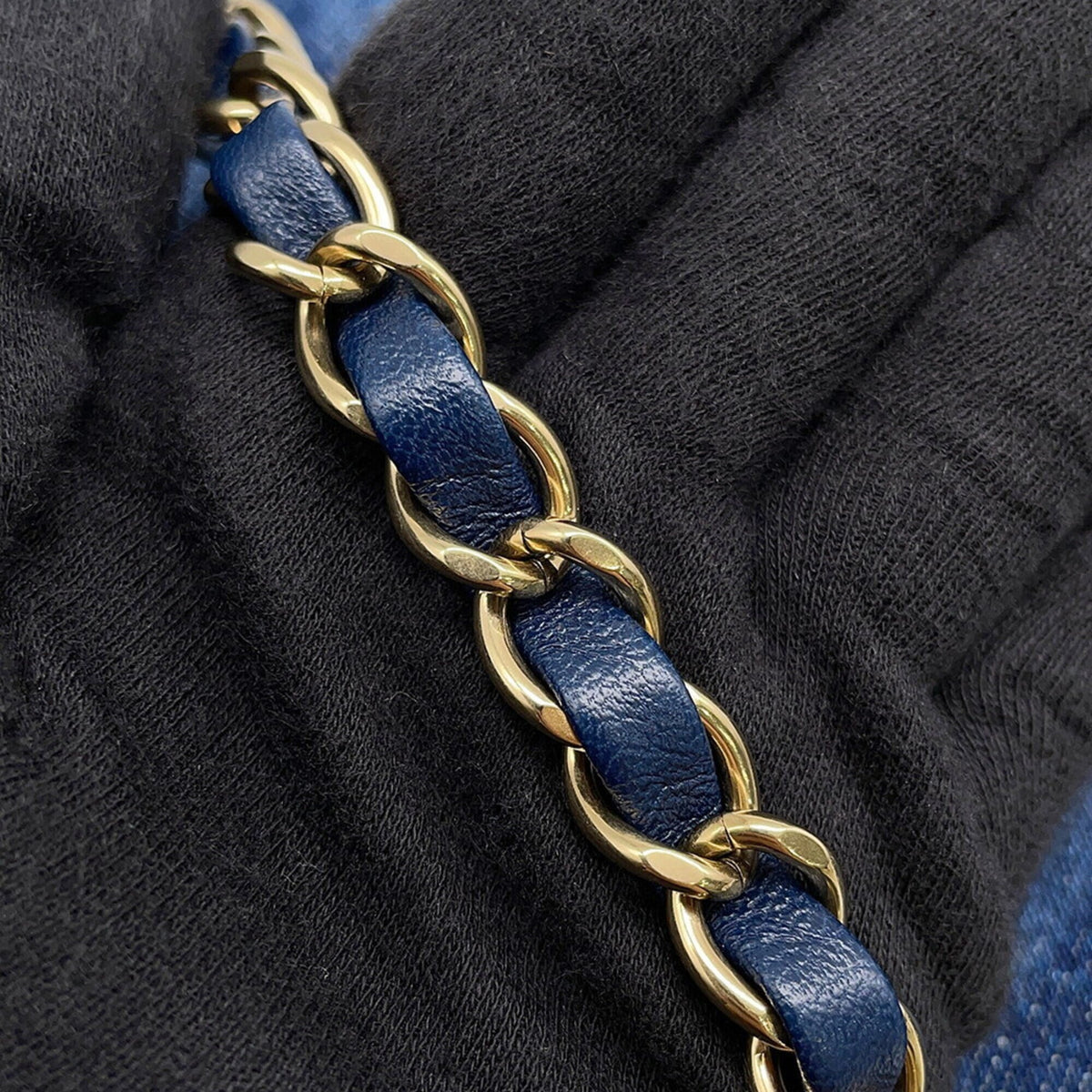 Chanel Blue Champagne Gold Denim Handbag Shoulder Bag (Pre-Owned)