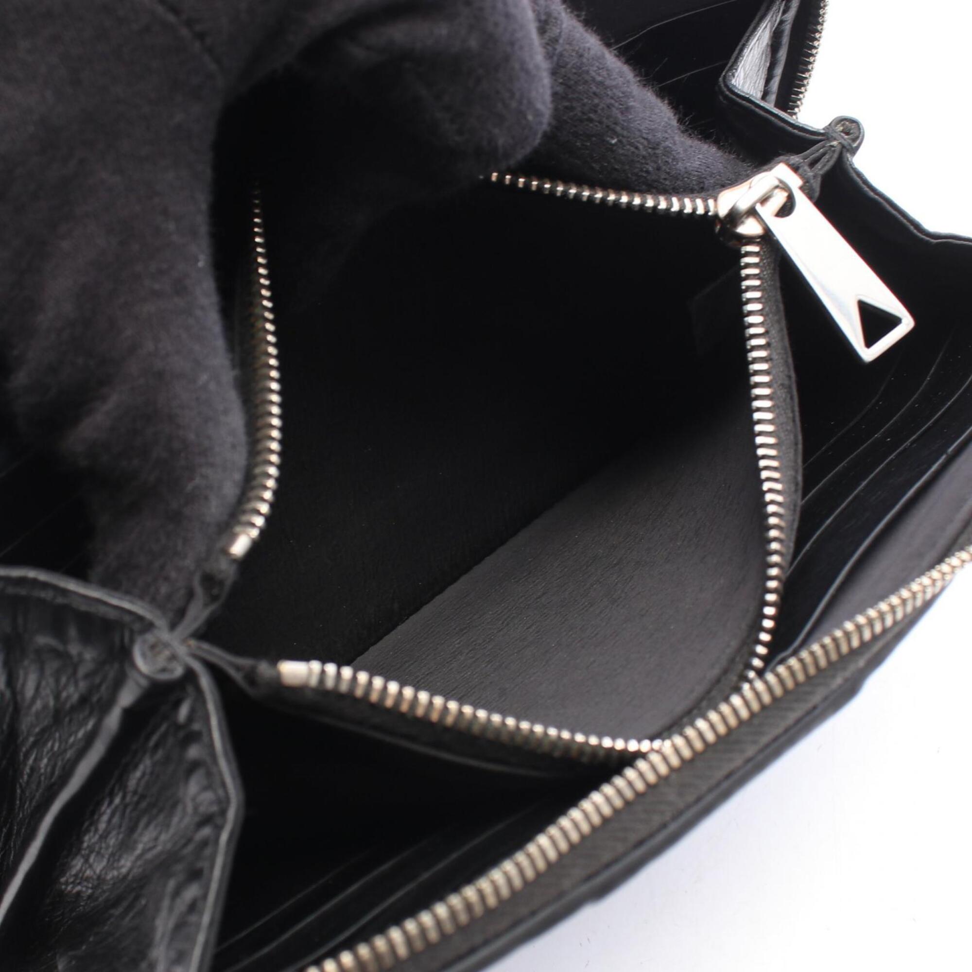 Bottega Veneta Black Intrecciato Long Wallet (Bi-Fold) (Pre-Owned)