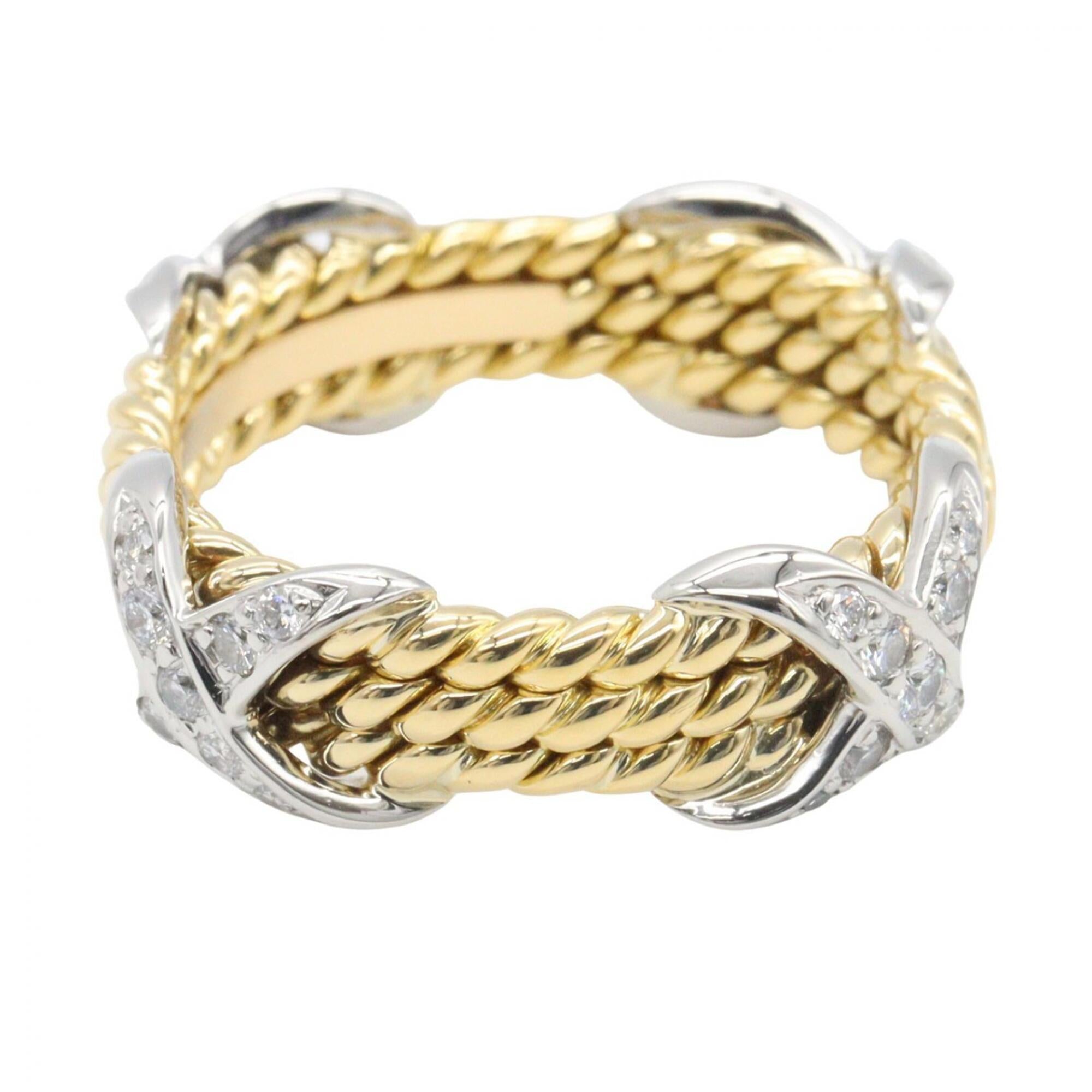 Tiffany Gold Silver Clear Yellow Gold (18K) Platinum 950 Band Ring (Pre-Owned)